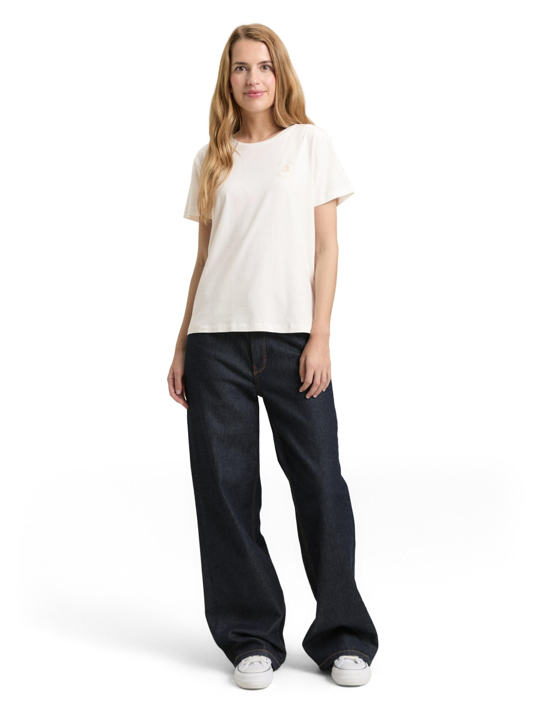 TOM TAILOR Majica svetlo bež / bela