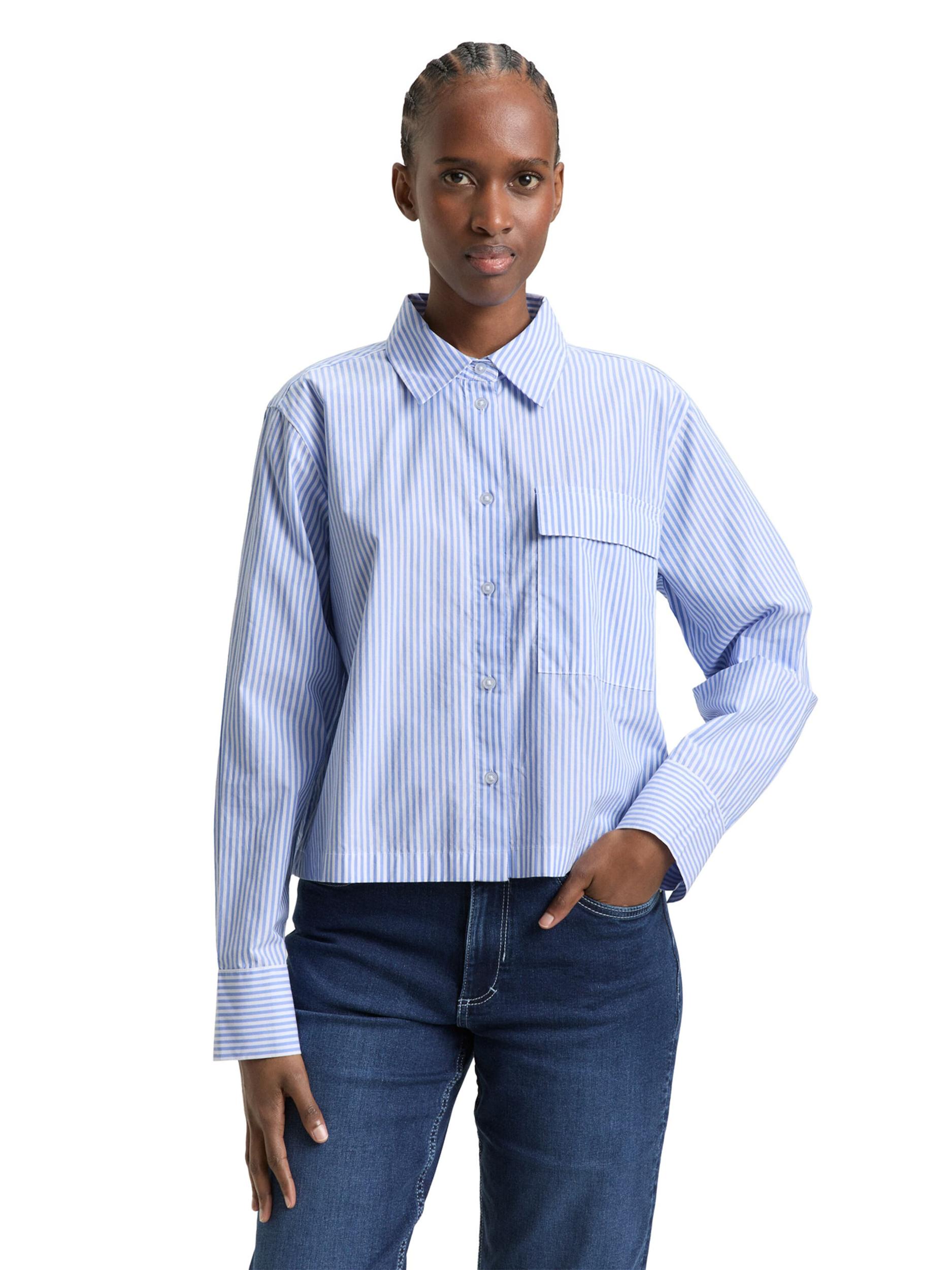 TOM TAILOR DENIM Bluza modra / bela