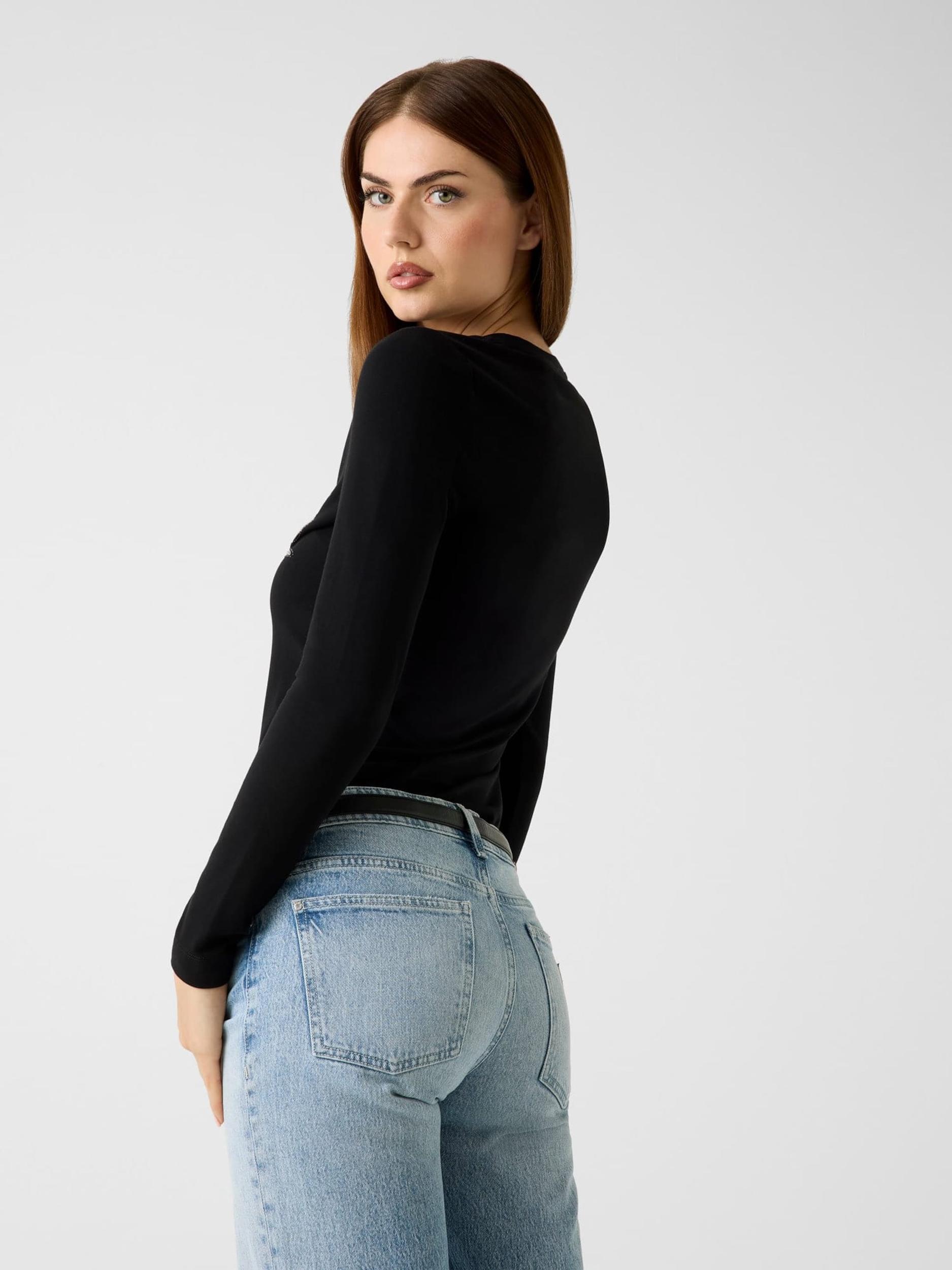 GUESS Majica črna / srebrna