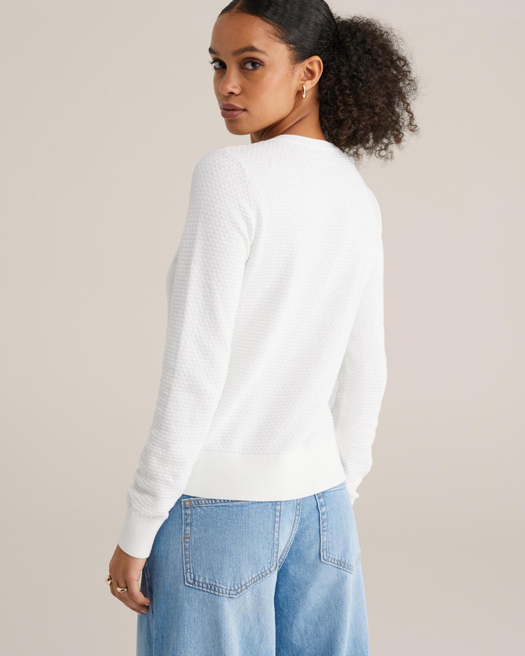 WE Fashion Pletena jopa off-bela