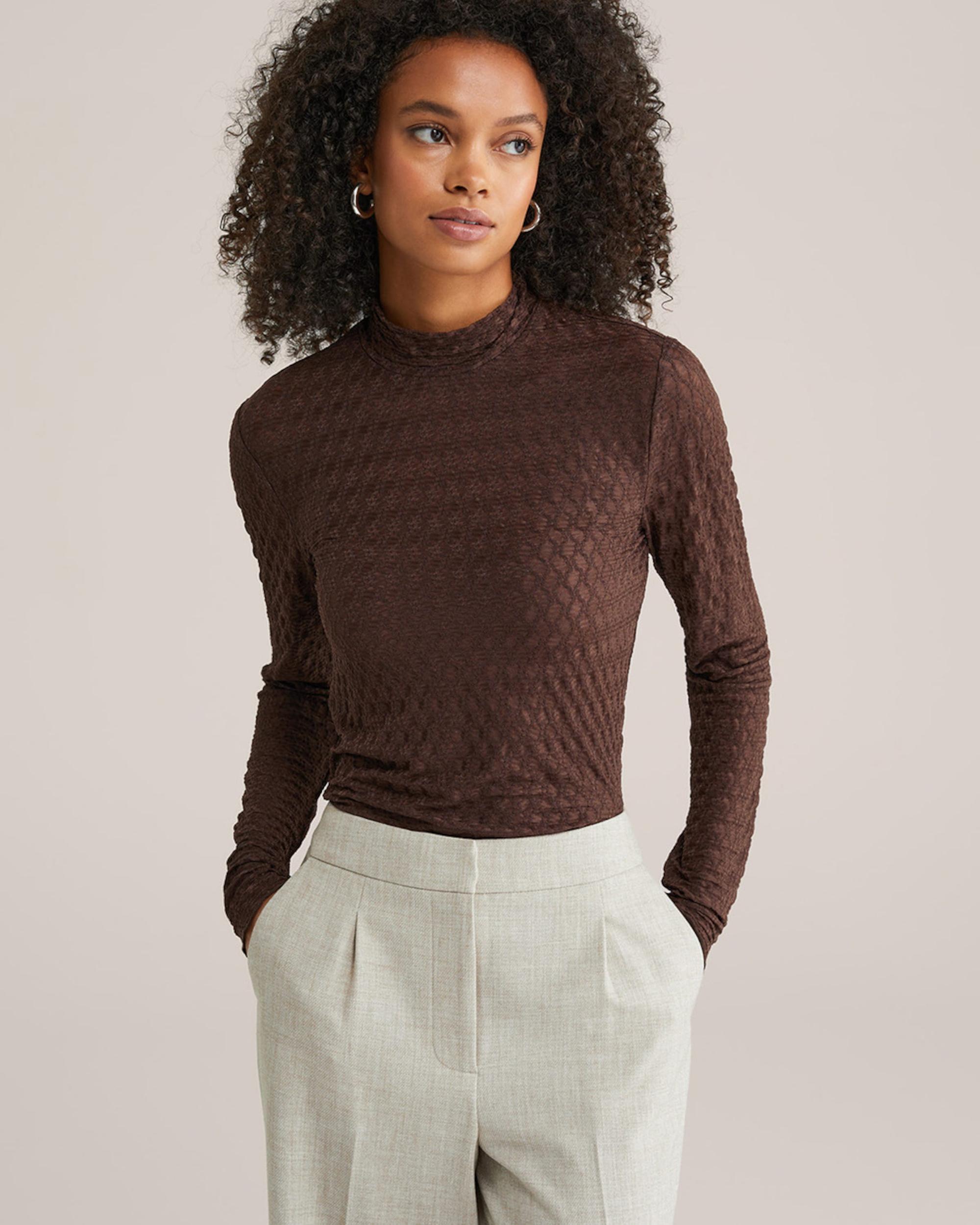 WE Fashion Majica temno rjava