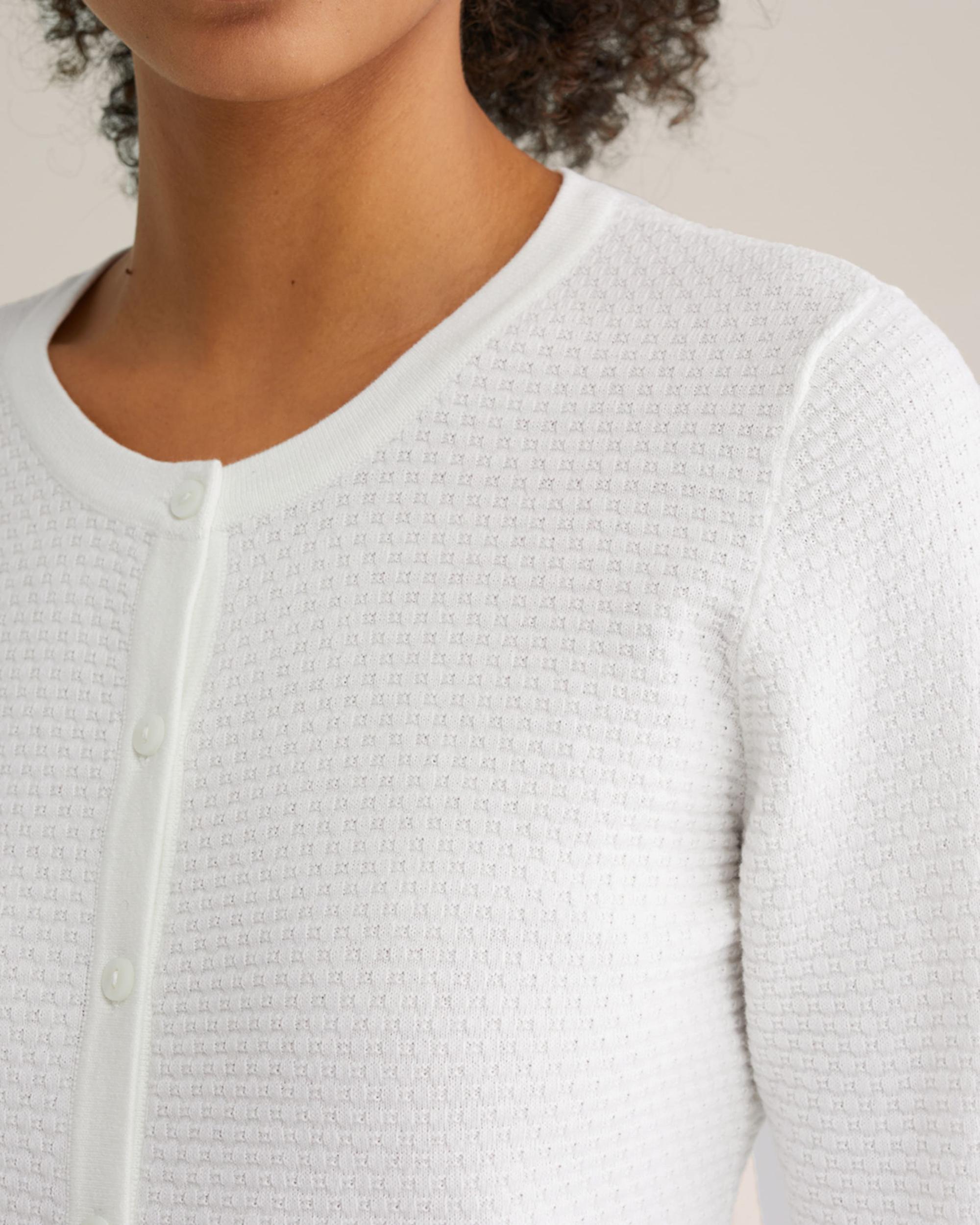 WE Fashion Pletena jopa off-bela