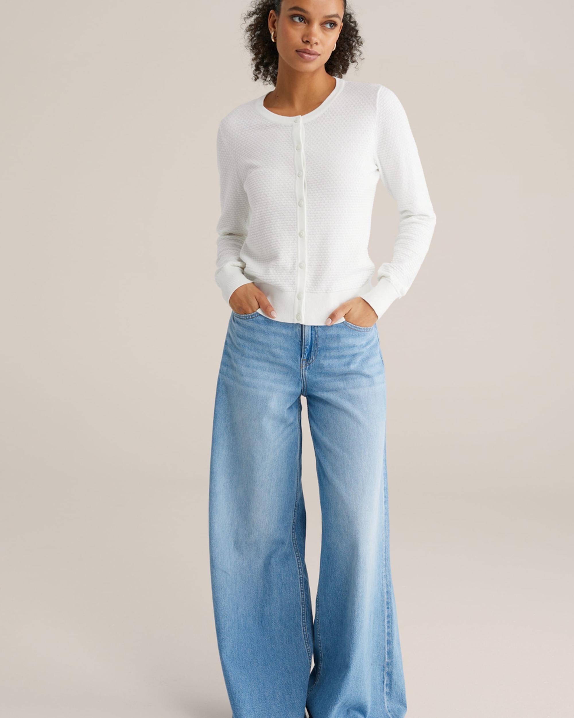 WE Fashion Pletena jopa off-bela