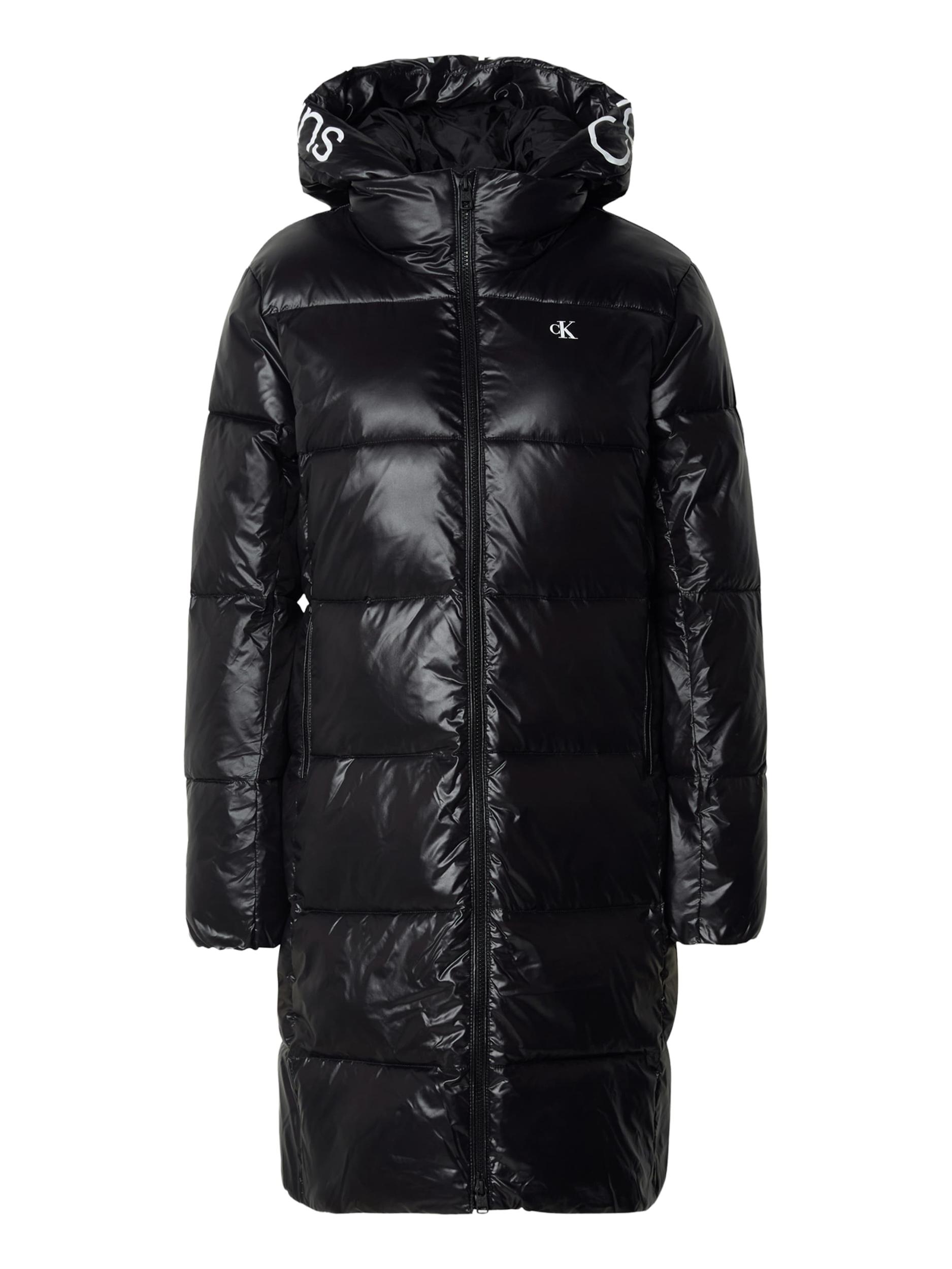 Calvin Klein Jeans Zimski plašč črna / bela