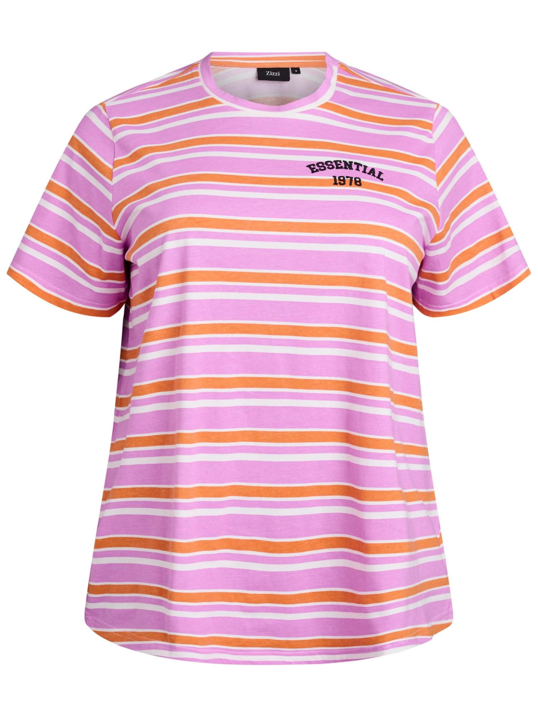 Zizzi Majica 'Mallis' oranžna / svetlo roza / črna / bela