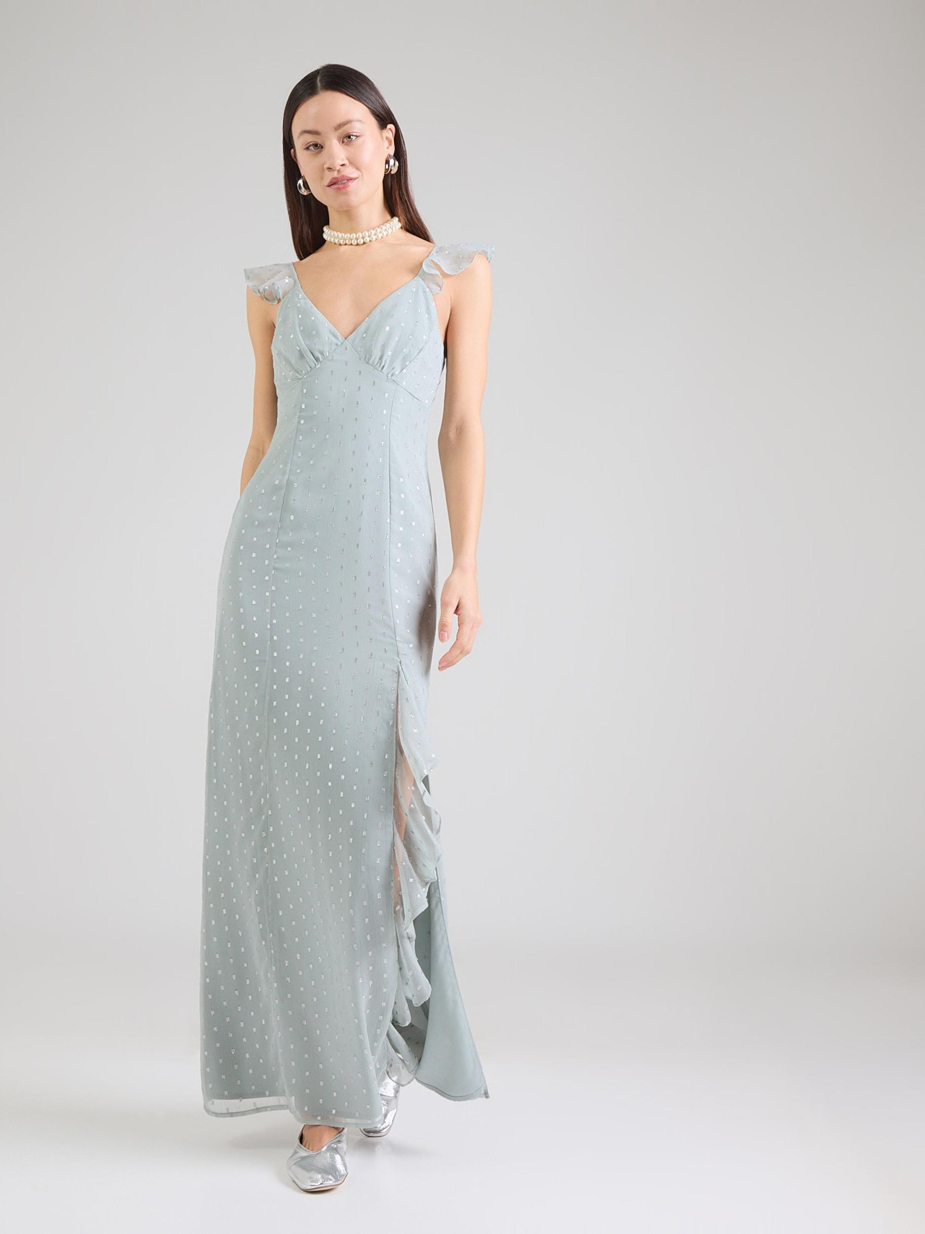 Maya Deluxe Večerna obleka 'Georgette' nebeško modra / srebrna