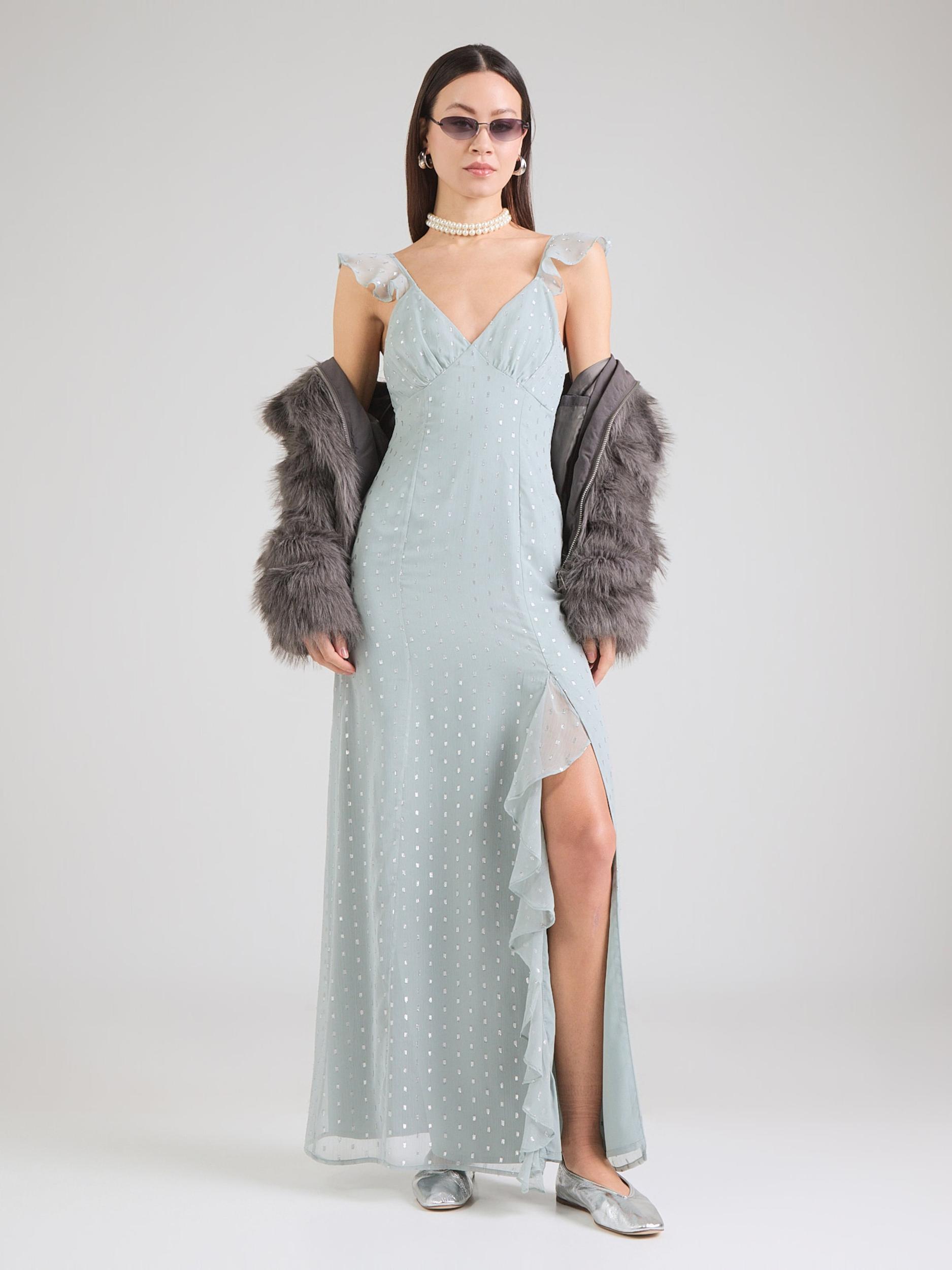 Maya Deluxe Večerna obleka 'Georgette' nebeško modra / srebrna