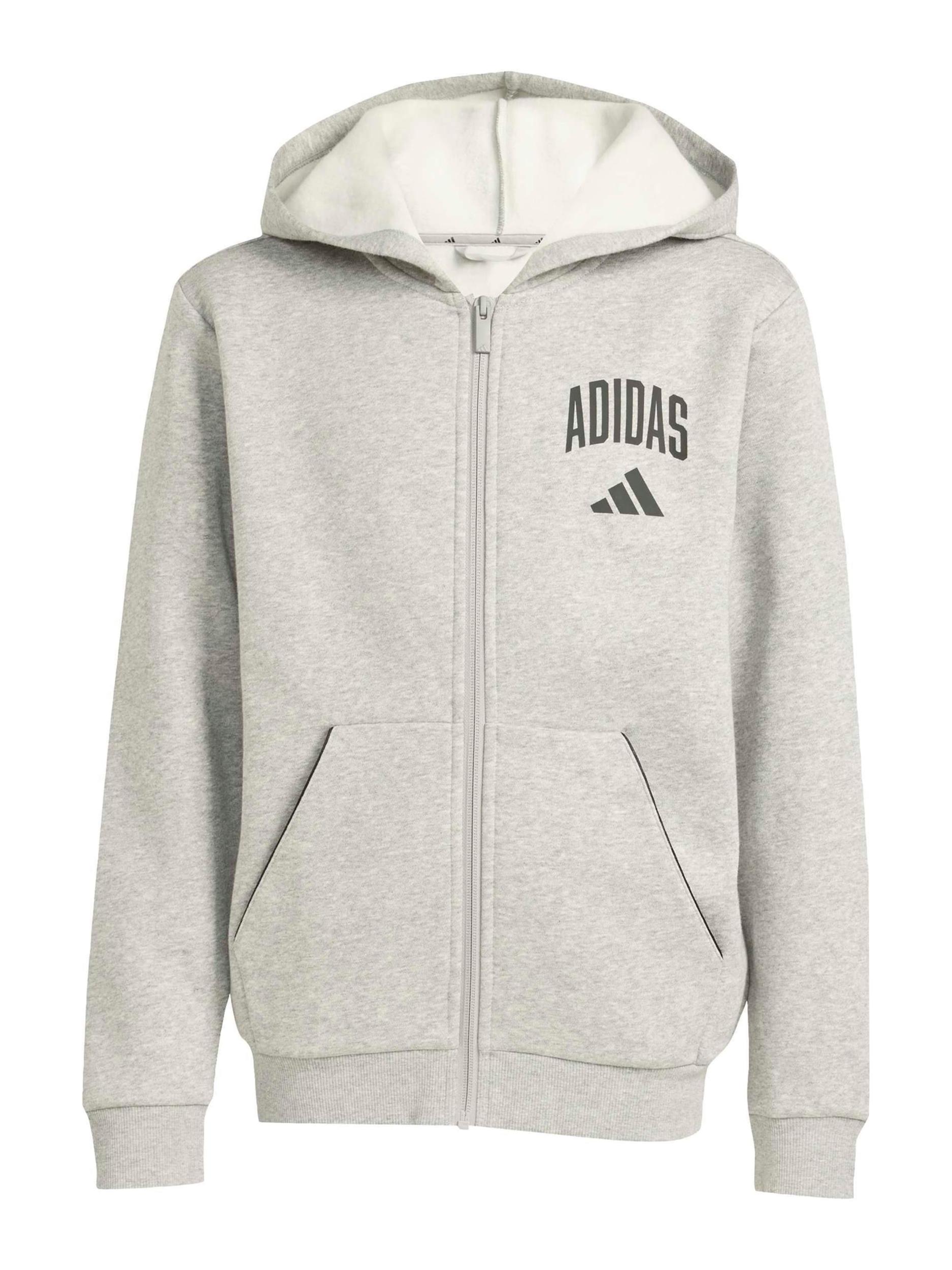 ADIDAS SPORTSWEAR Športna jopa na zadrgo 'CLGT' pegasto siva / črna