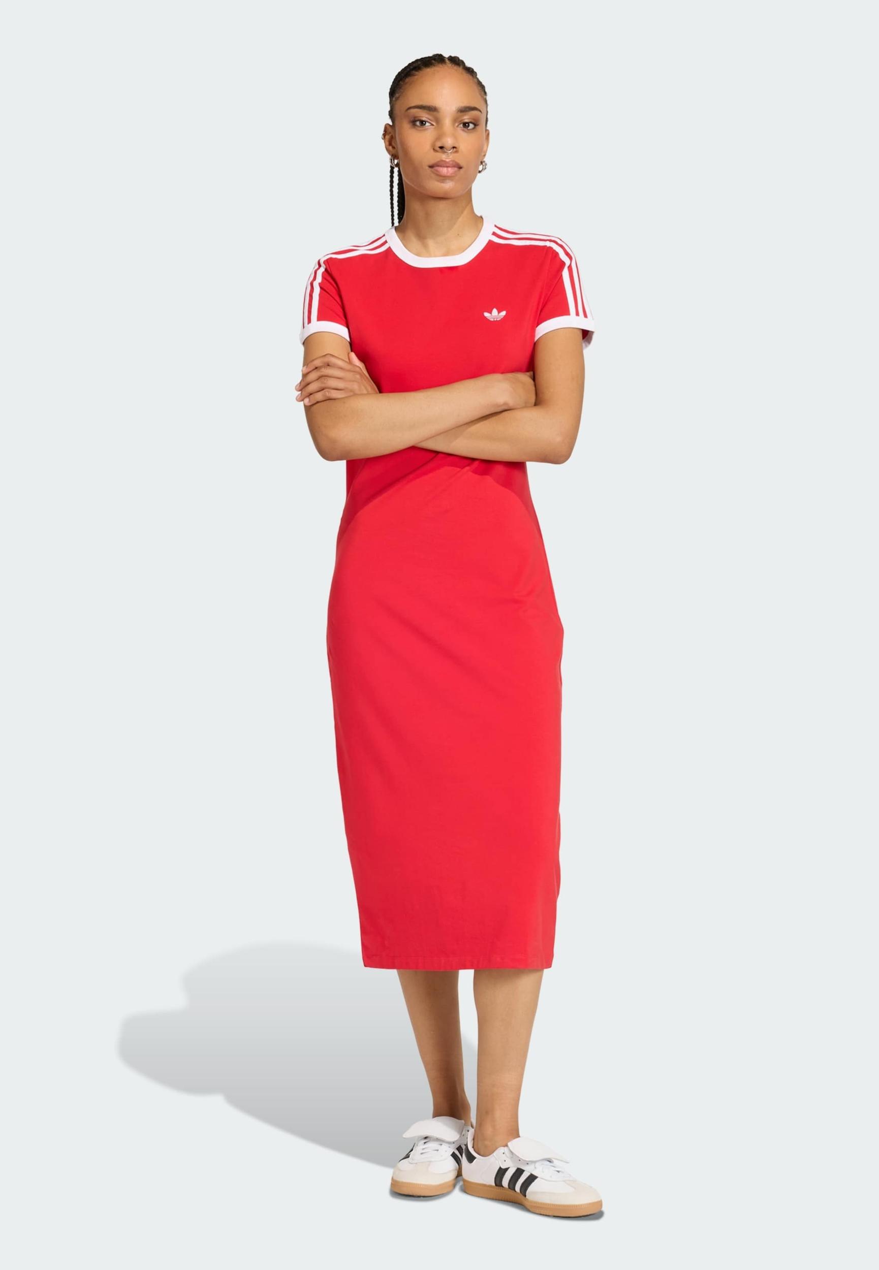ADIDAS ORIGINALS Obleka '3 STRIPES DRESS' rdeča / bela