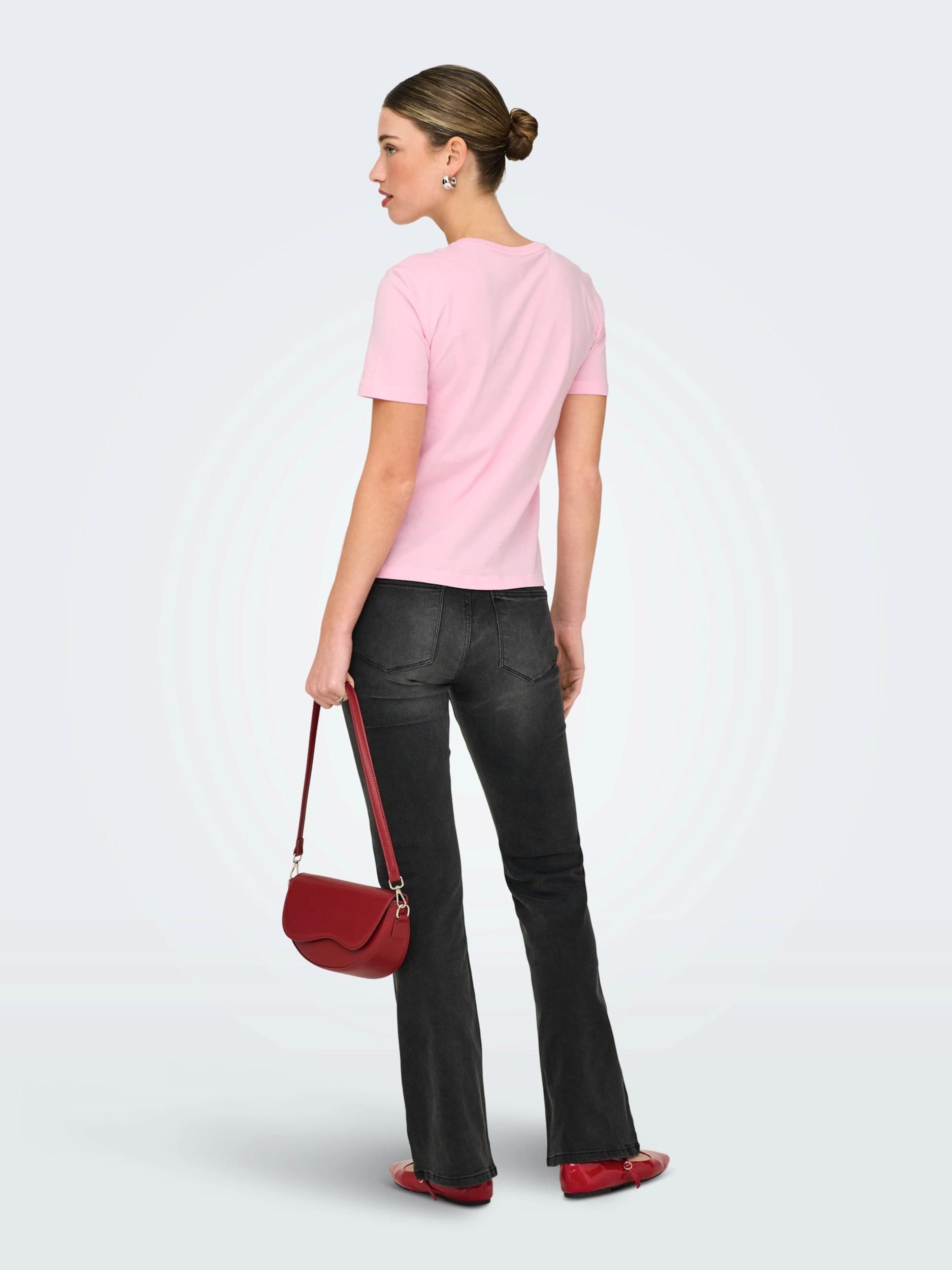 ONLY Majica 'ONLKITA' svetlo zelena / roza / svetlo roza / karminsko rdeča