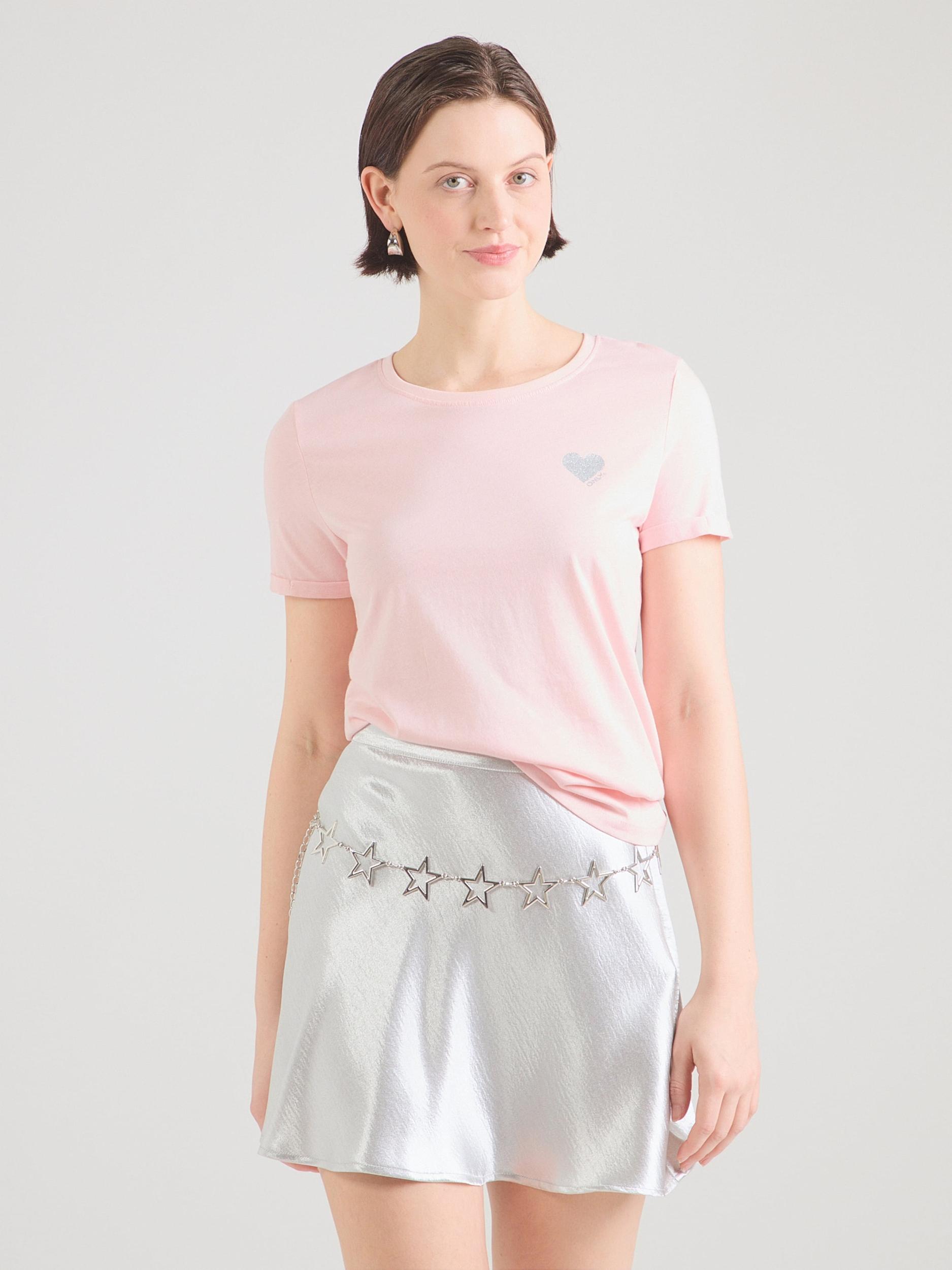 ONLY Majica 'ONLKita' roza / srebrna