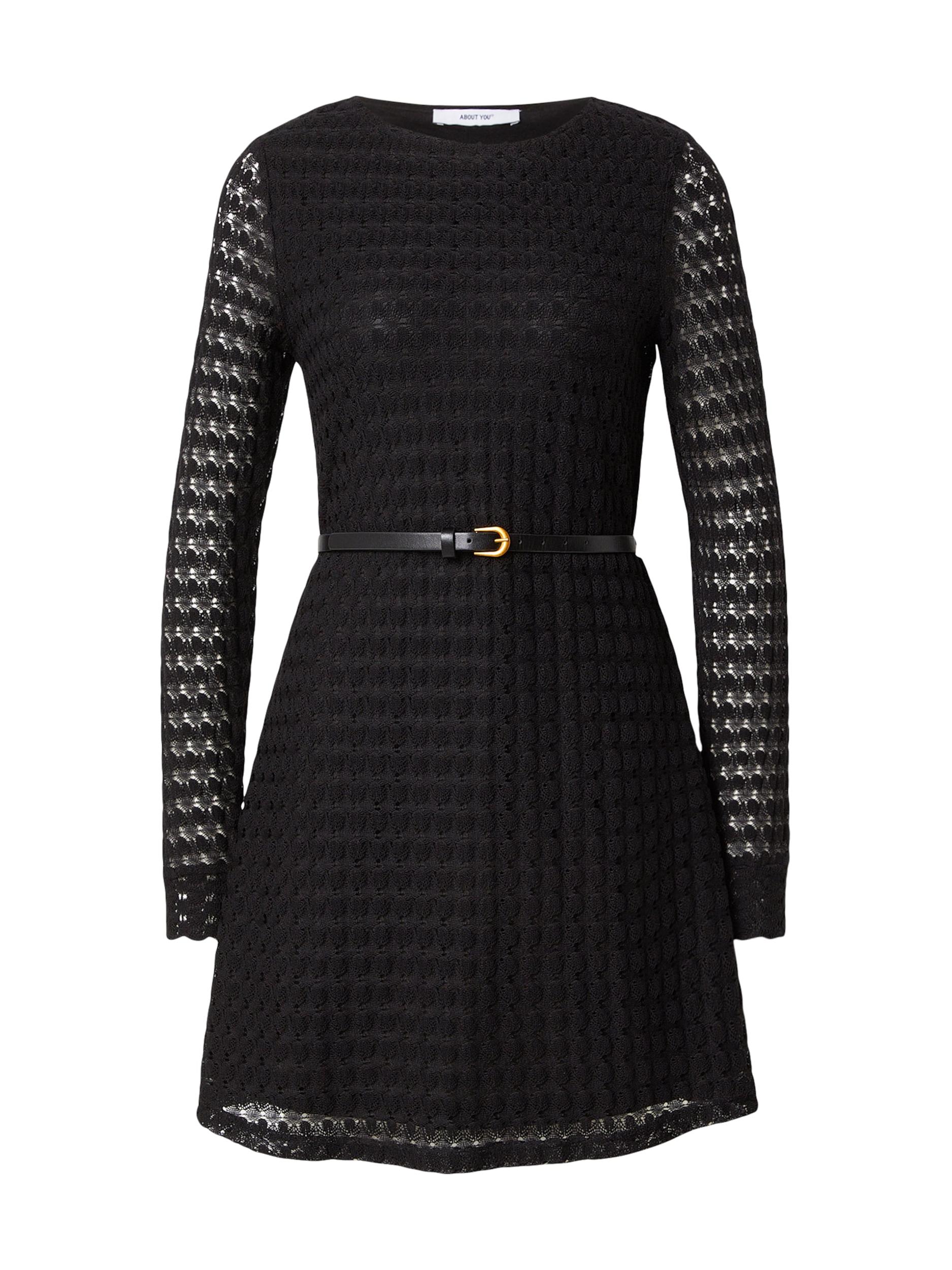 ABOUT YOU Pletena obleka 'Sofia' črna