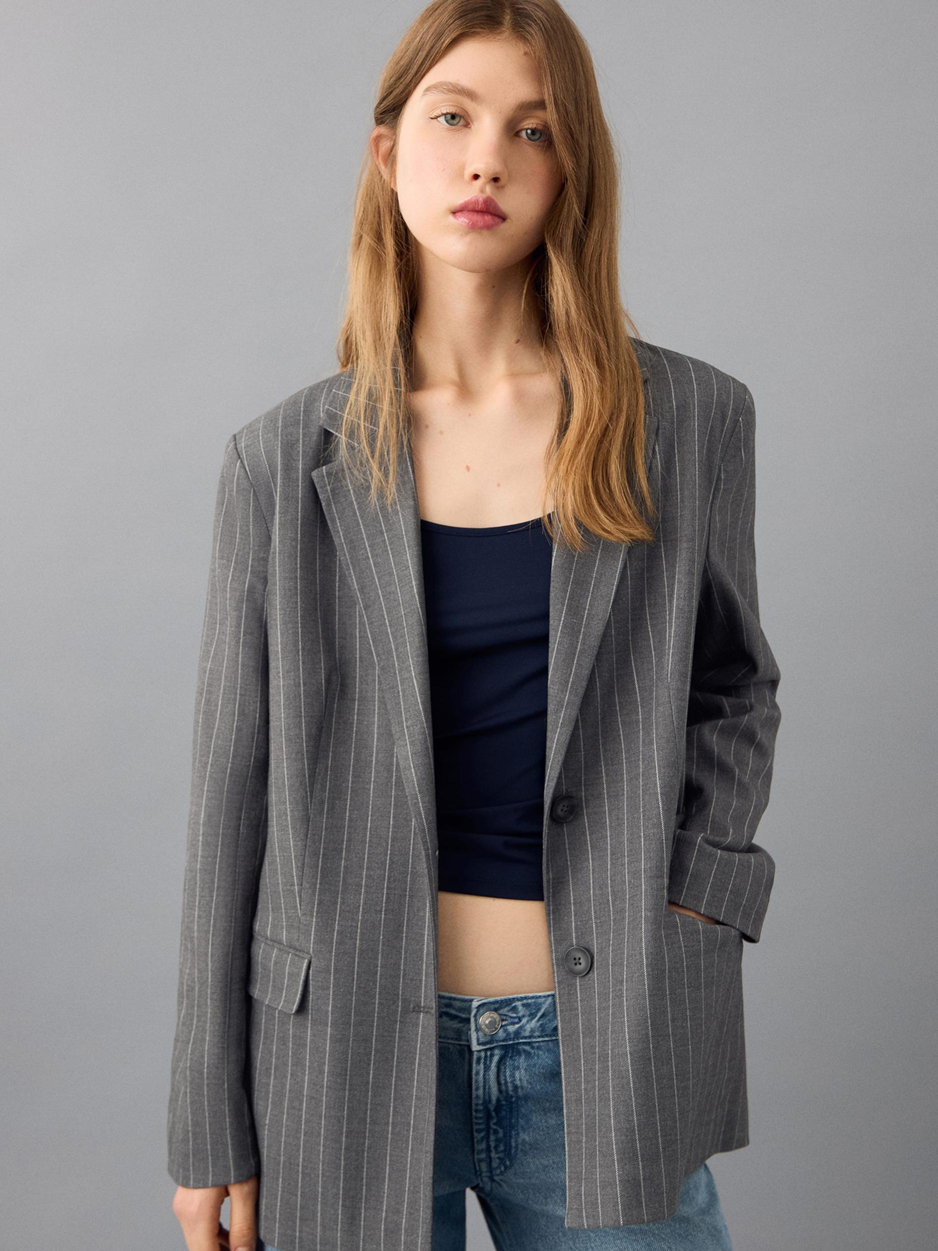 MANGO TEEN Blazer 'Rosep' bež / temno siva