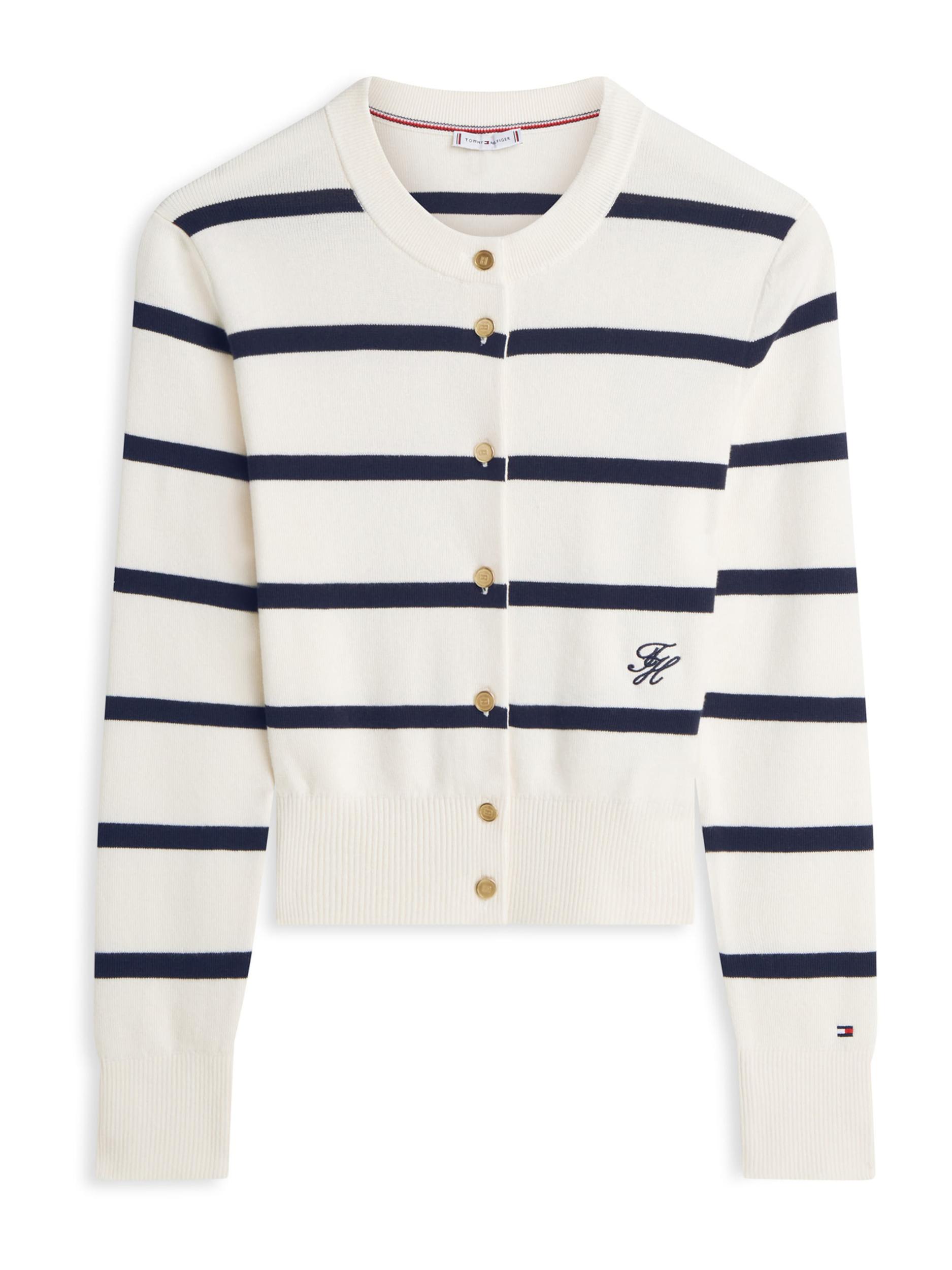 TOMMY HILFIGER Pletena jopa kremna / mornarska