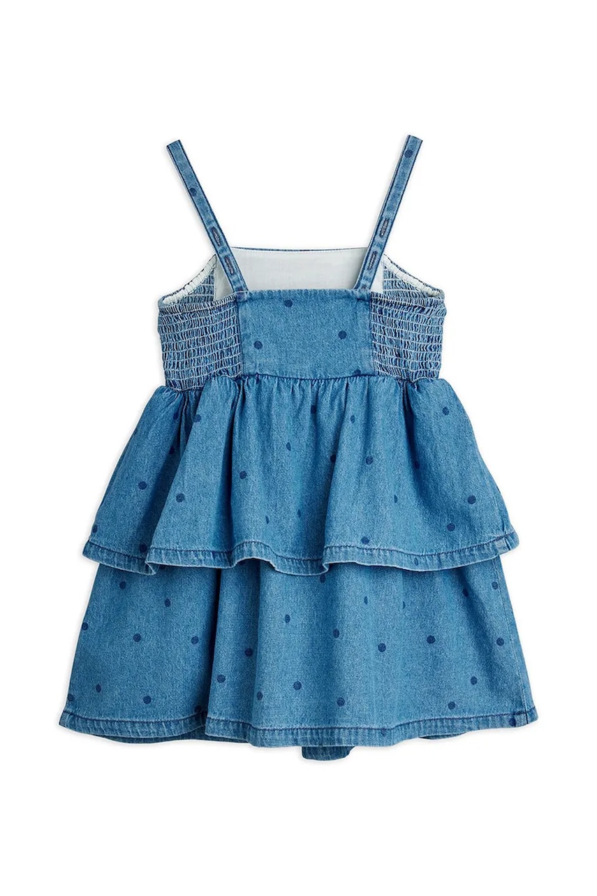 Otroška jeans obleka Mini Rodini denim dots
