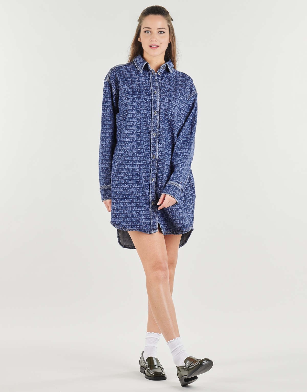 Tommy Jeans Kratke obleke RLX DNM SHIRT DRESS EI6137 EXT Tommy Jeans