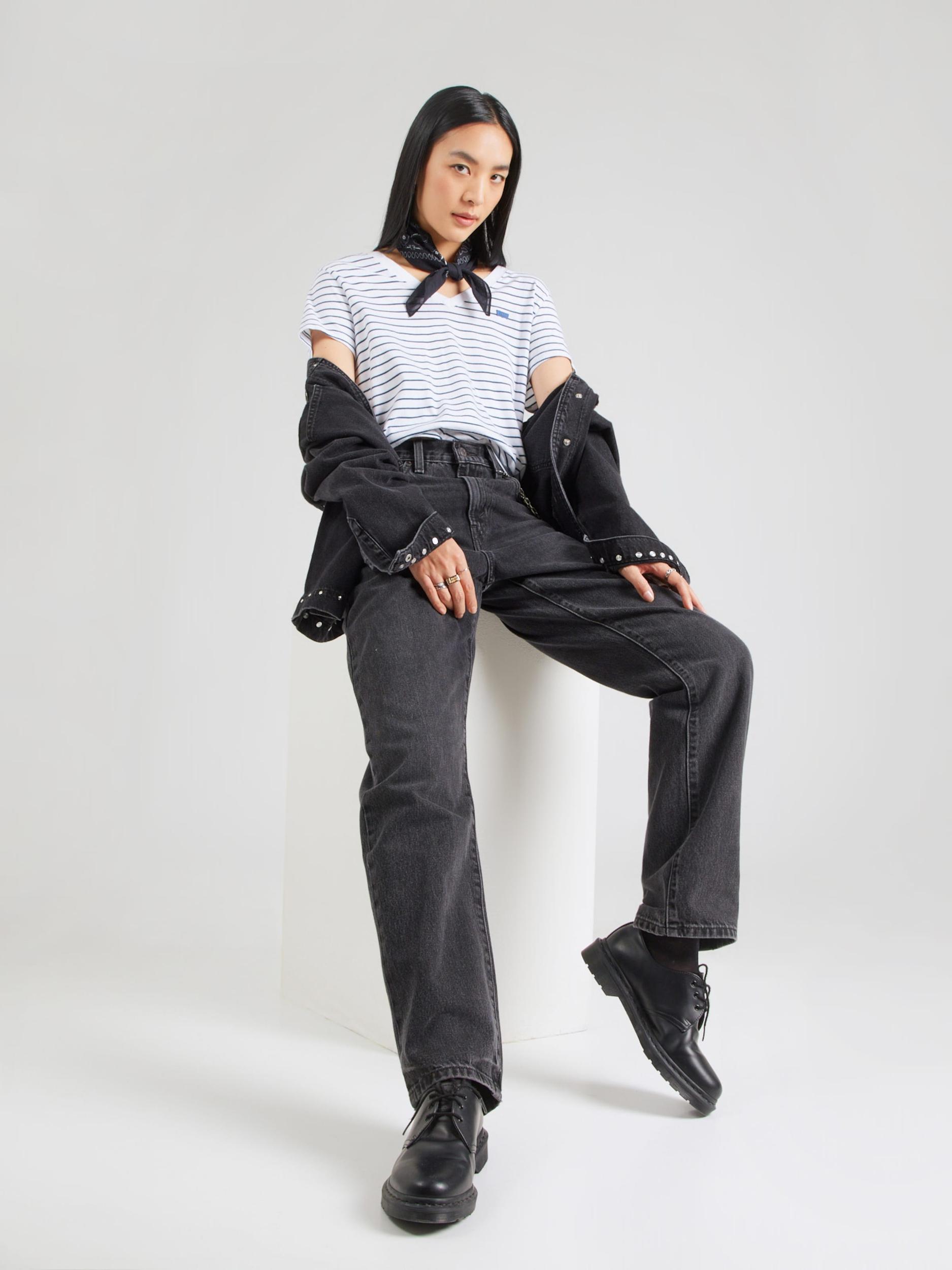 LEVI'S  Majica 'Favorite Cotton V-Neck Tee' mornarska / bela