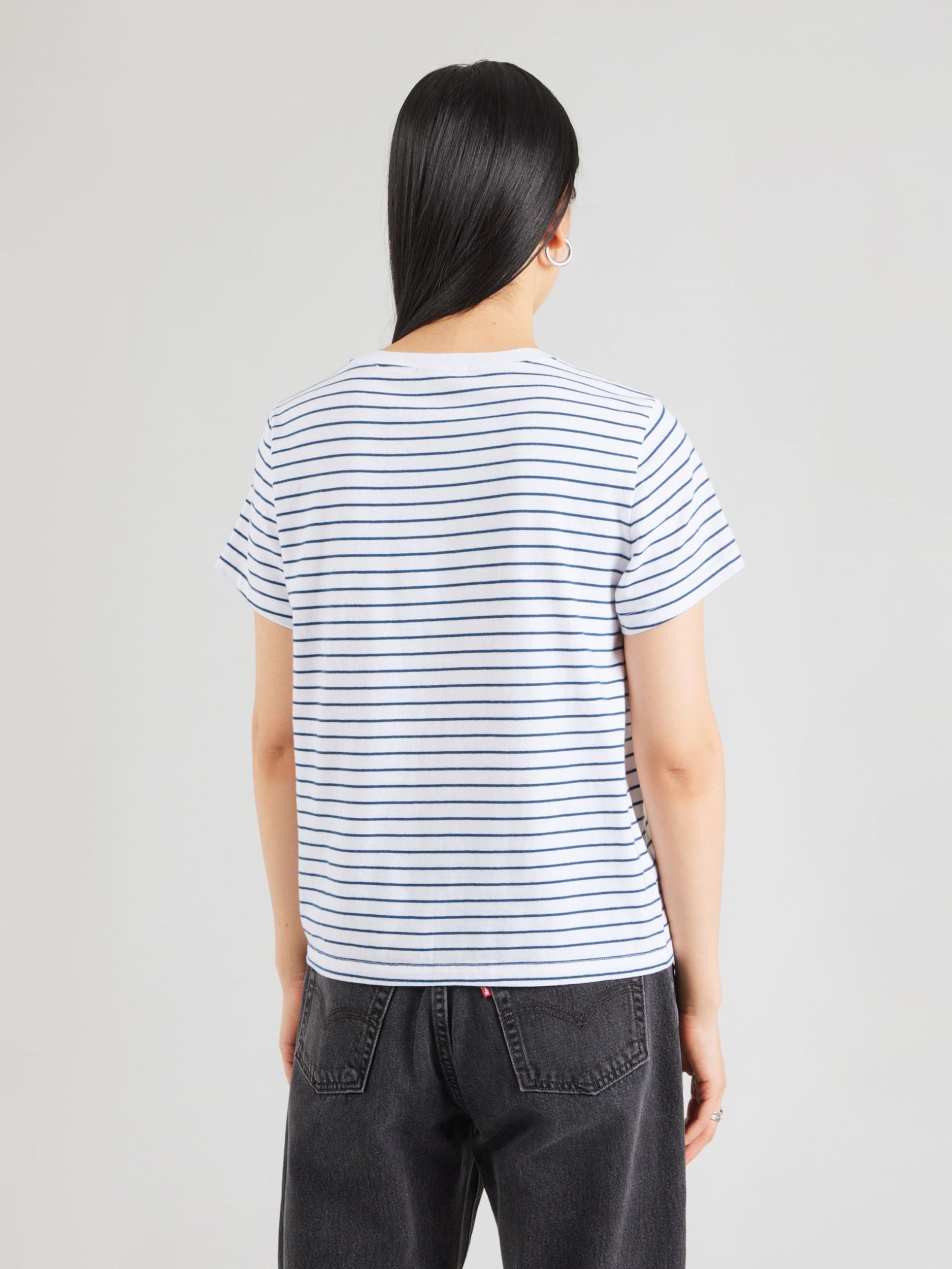 LEVI'S  Majica 'Favorite Cotton V-Neck Tee' mornarska / bela