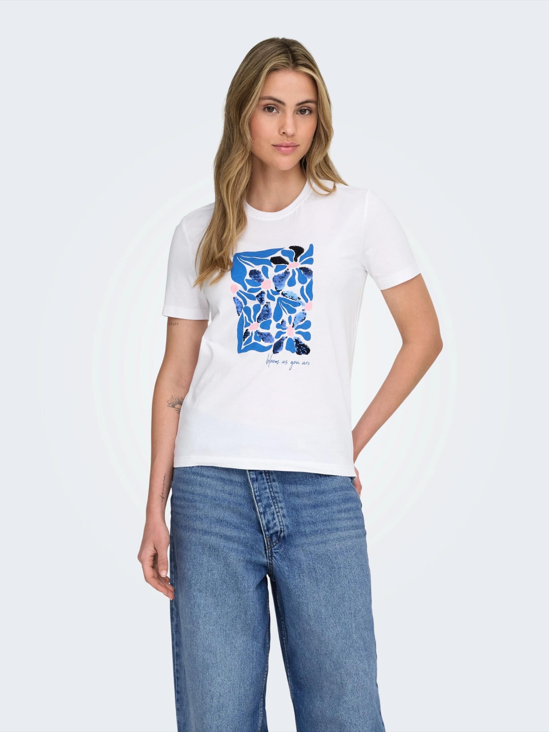 ONLY Majica 'ONLKITA' kraljevo modra / temno modra / rosé / bela