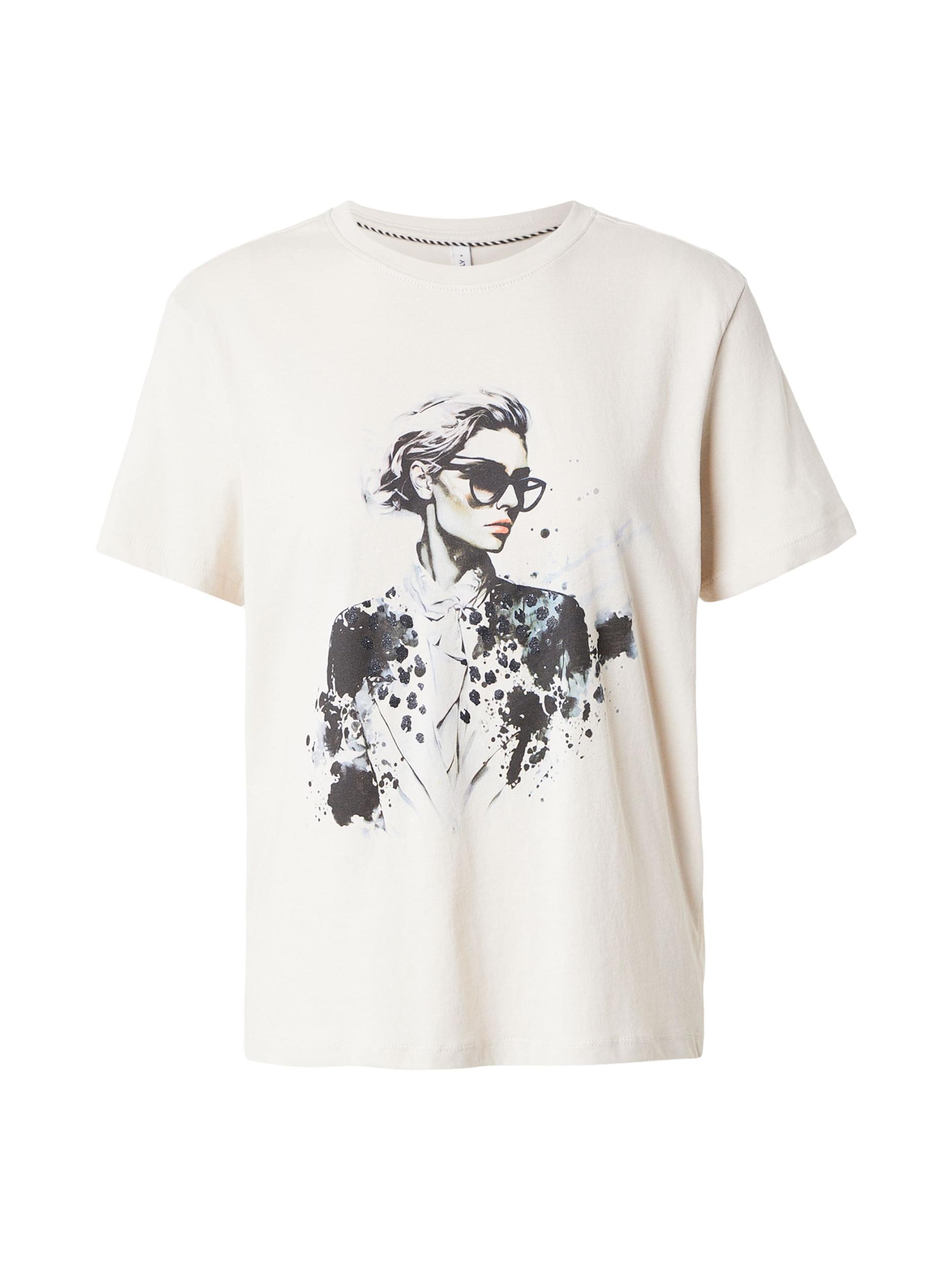 ONLY Majica 'ONLKITA' kamen / žad / črna / bela