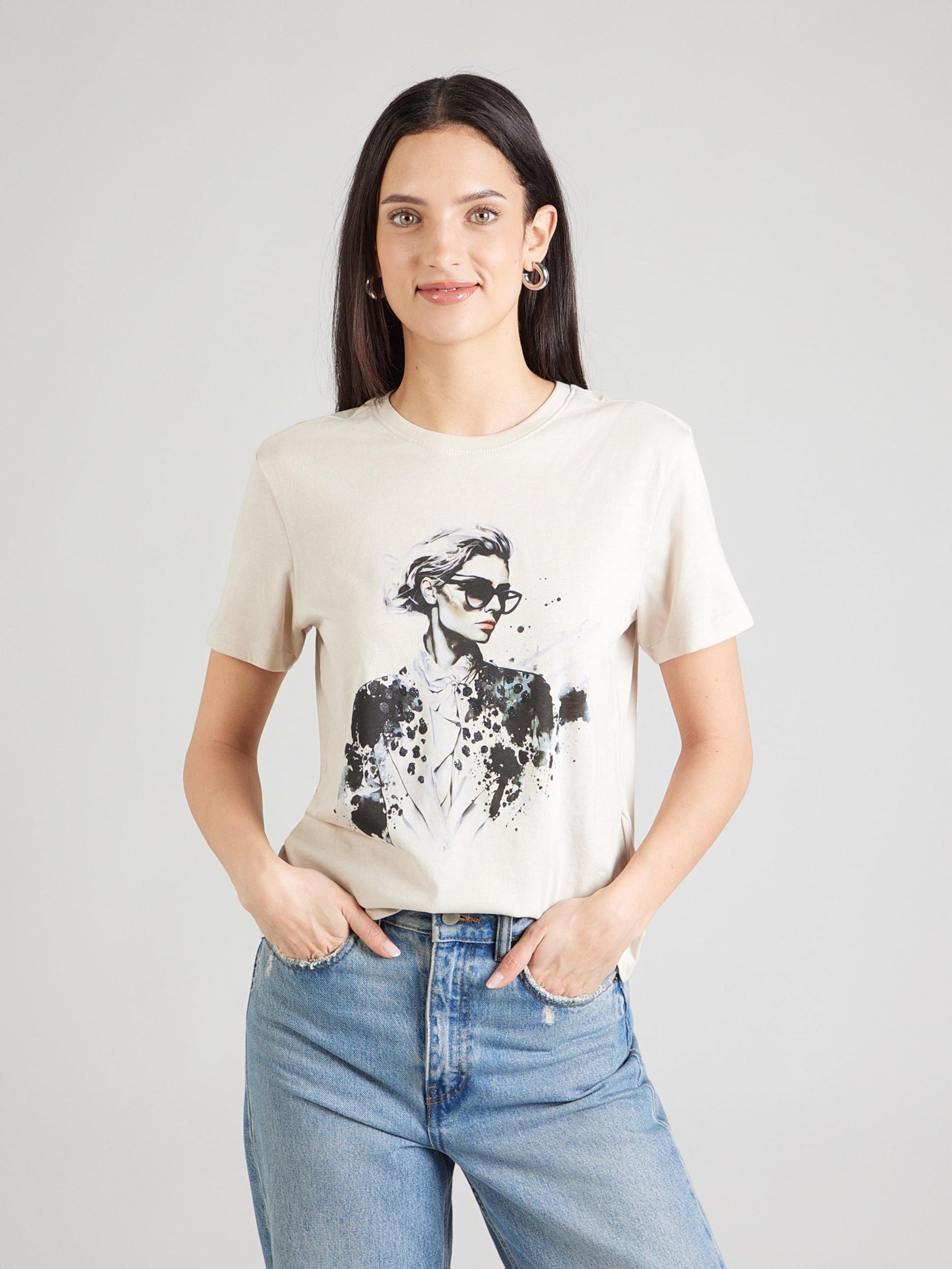 ONLY Majica 'ONLKITA' kamen / žad / črna / bela