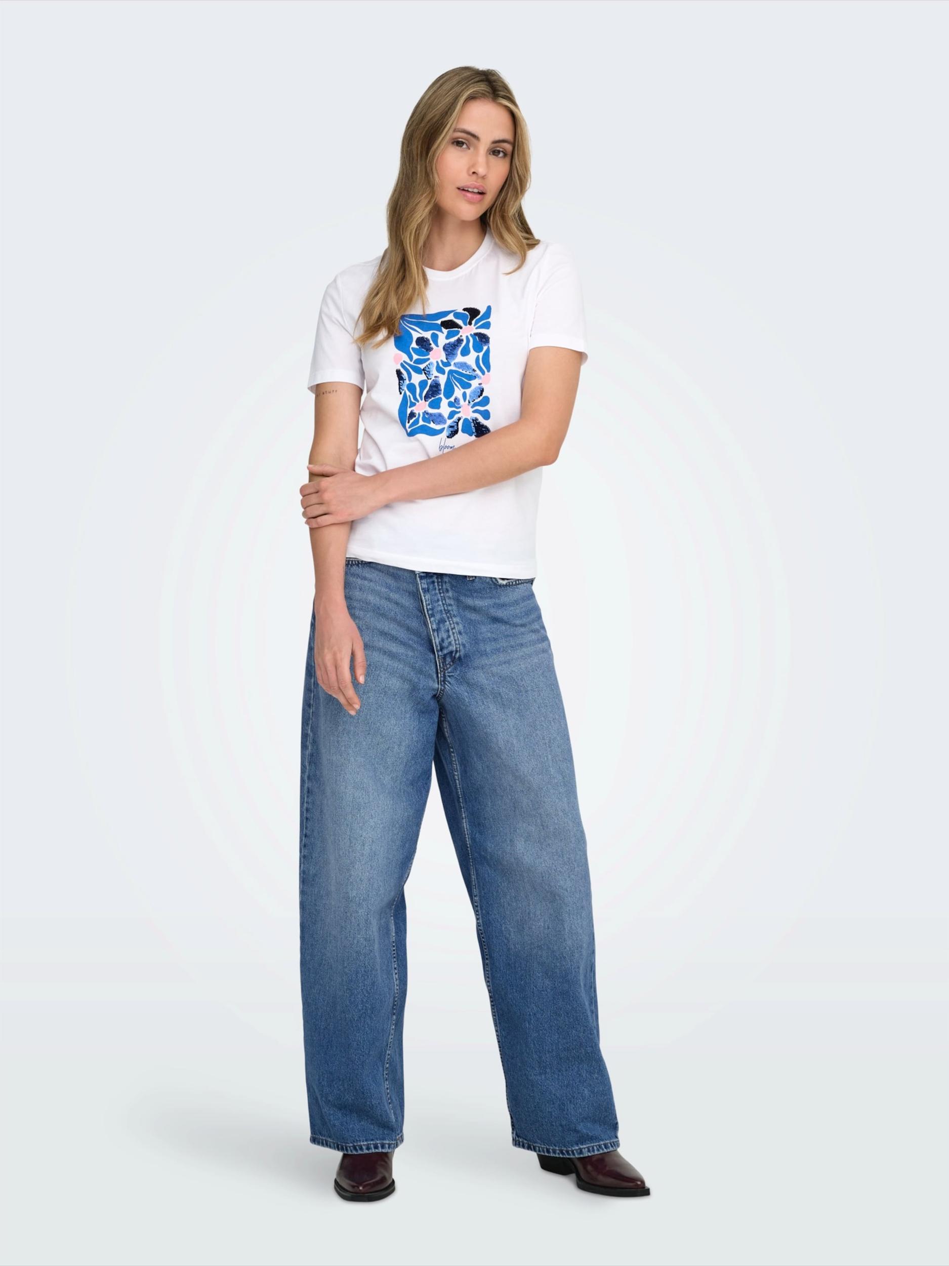 ONLY Majica 'ONLKITA' kraljevo modra / temno modra / rosé / bela