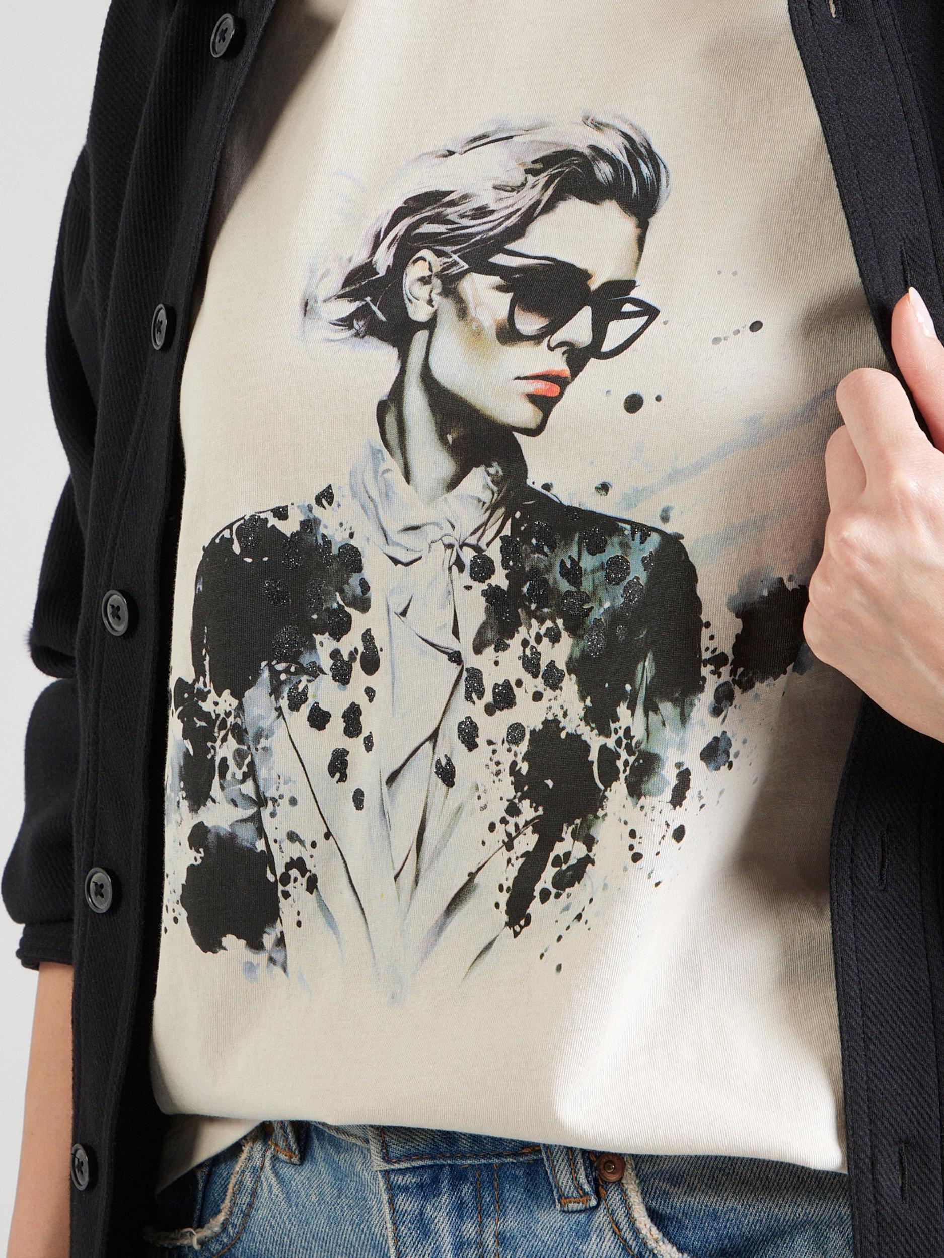 ONLY Majica 'ONLKITA' kamen / žad / črna / bela