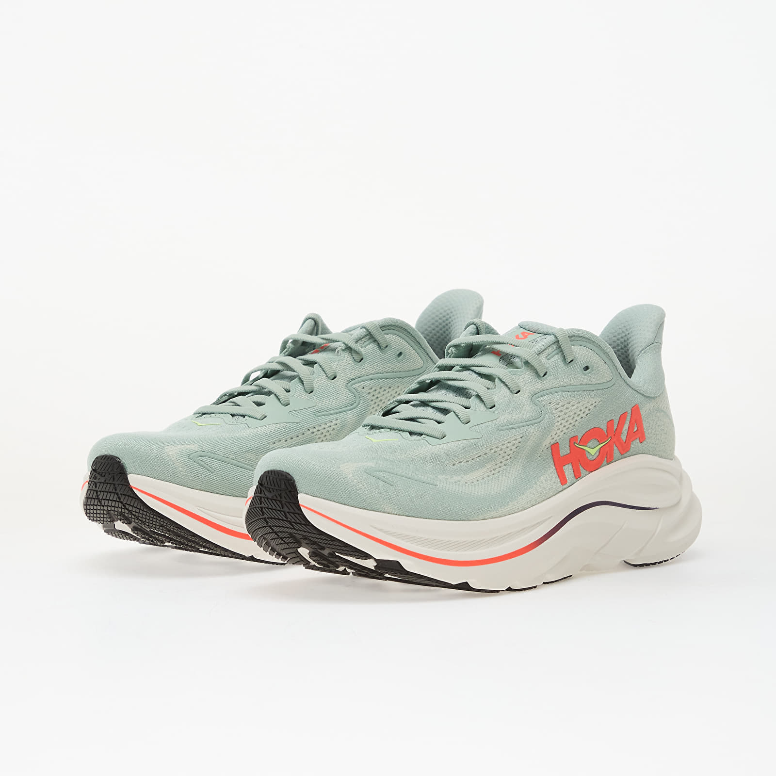Hoka M Clifton 10 Sage/ Neon Flame