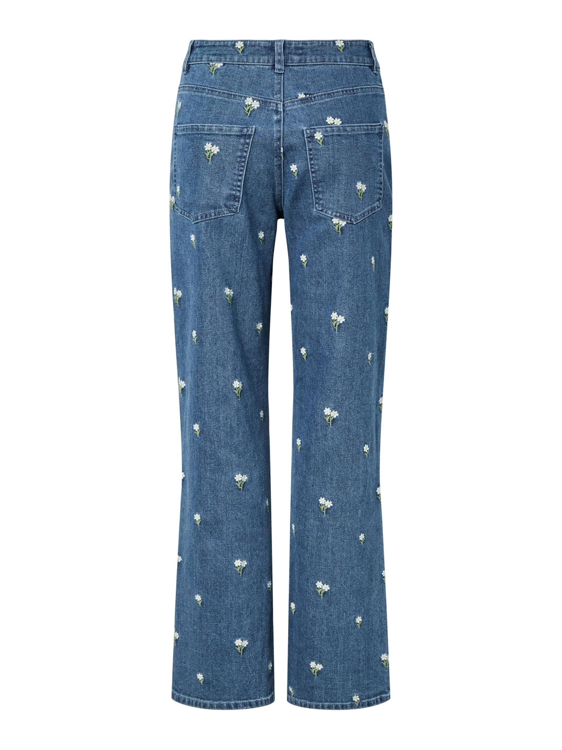 PIECES Kavbojke 'PCFlora' modra / oliva / bela