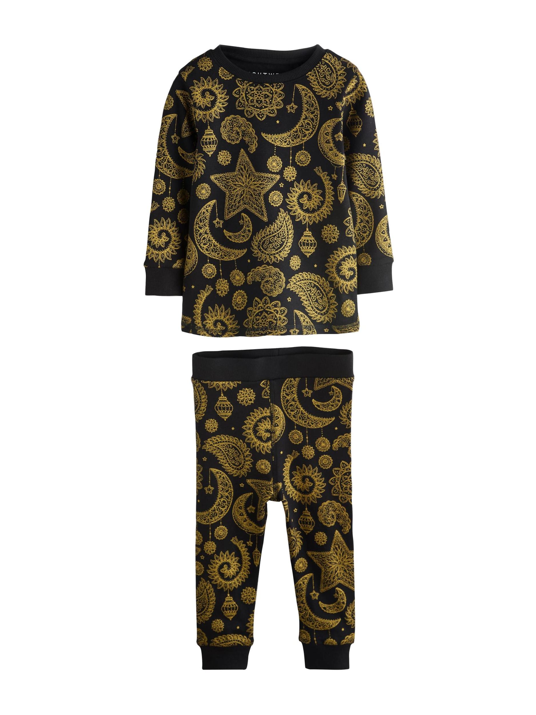 Next Pižama zlato-rumena / črna