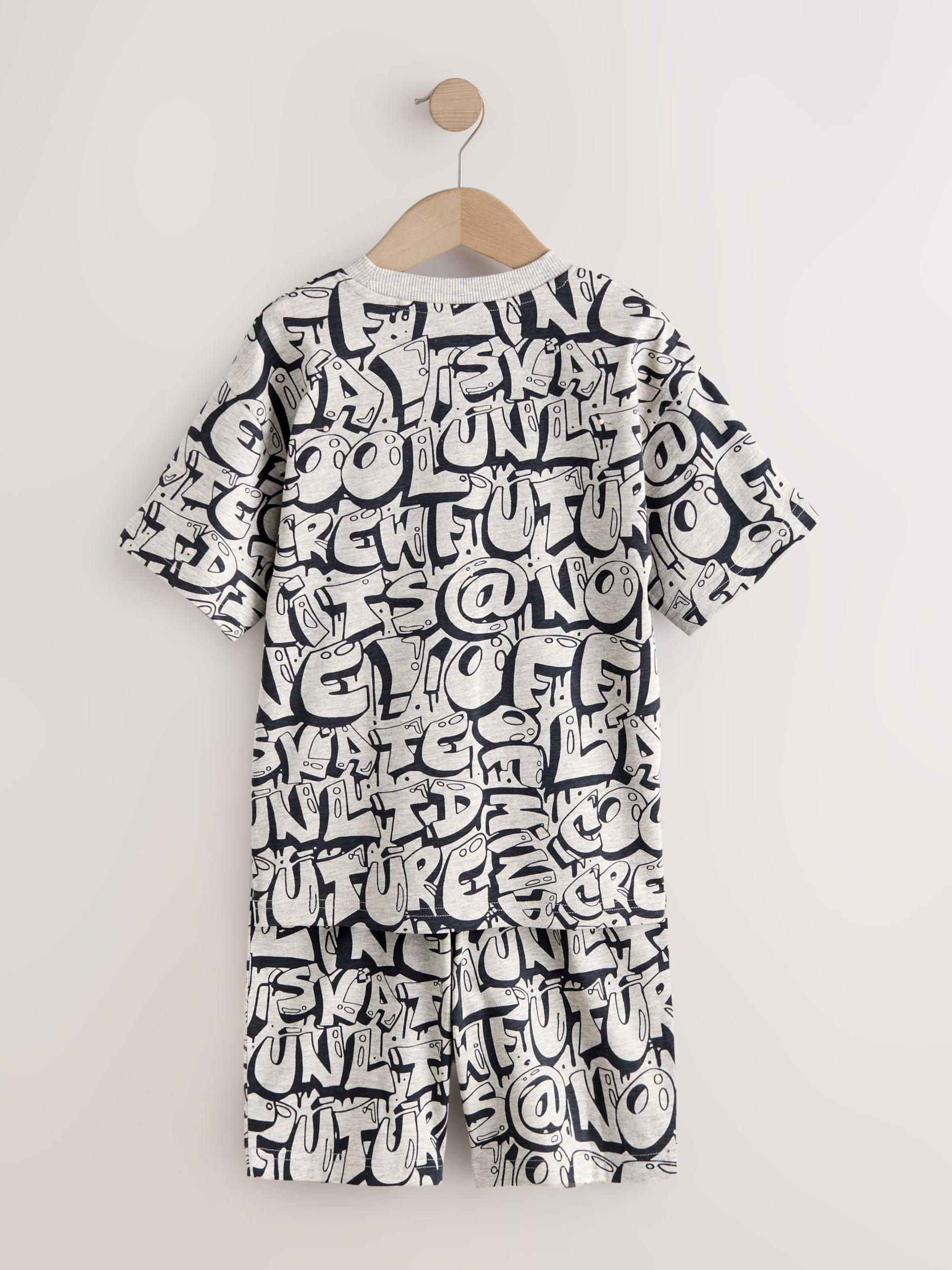 Next Pižama kobalt modra / temno siva / svetlo siva / črna