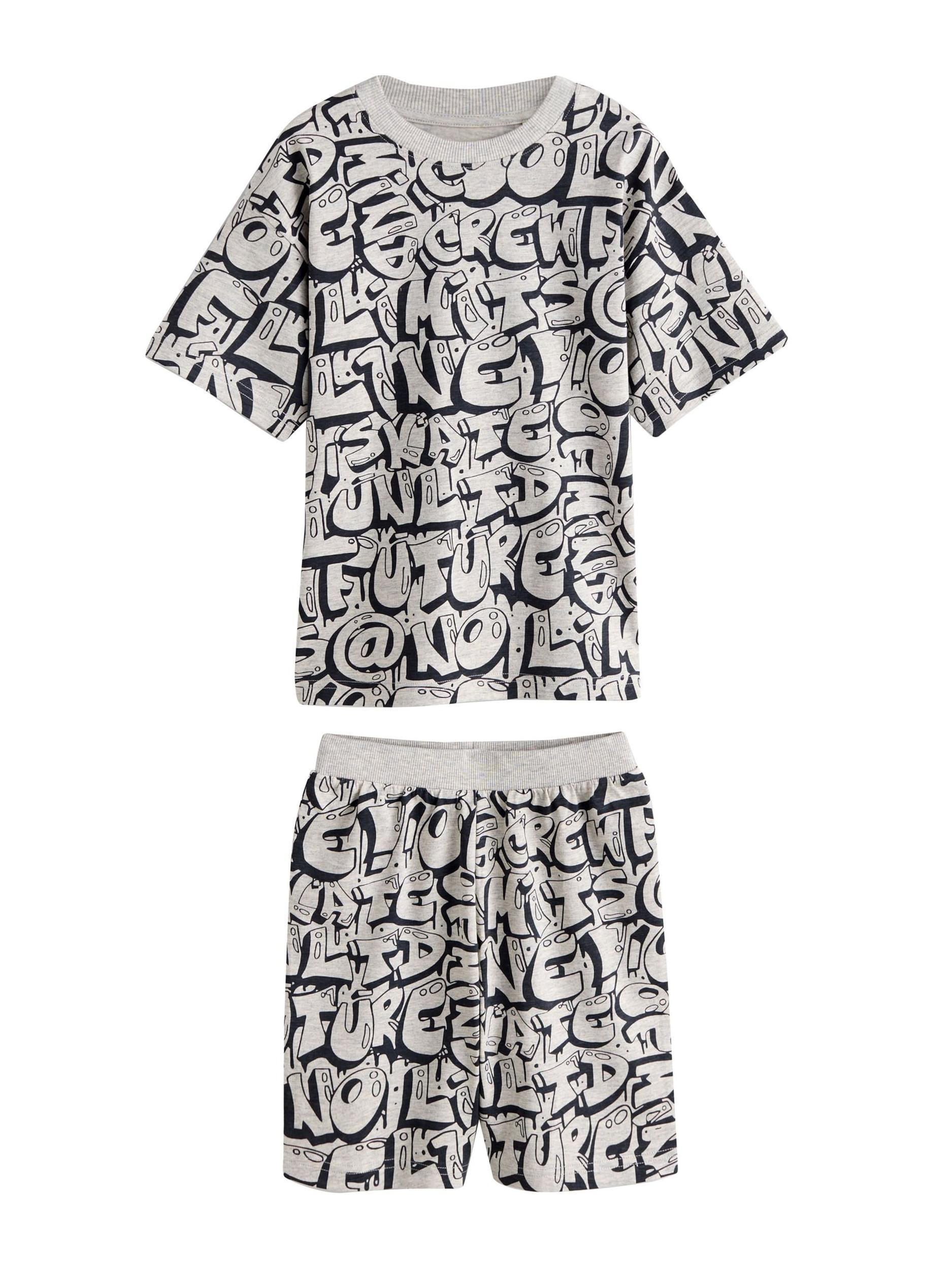 Next Pižama kobalt modra / temno siva / svetlo siva / črna