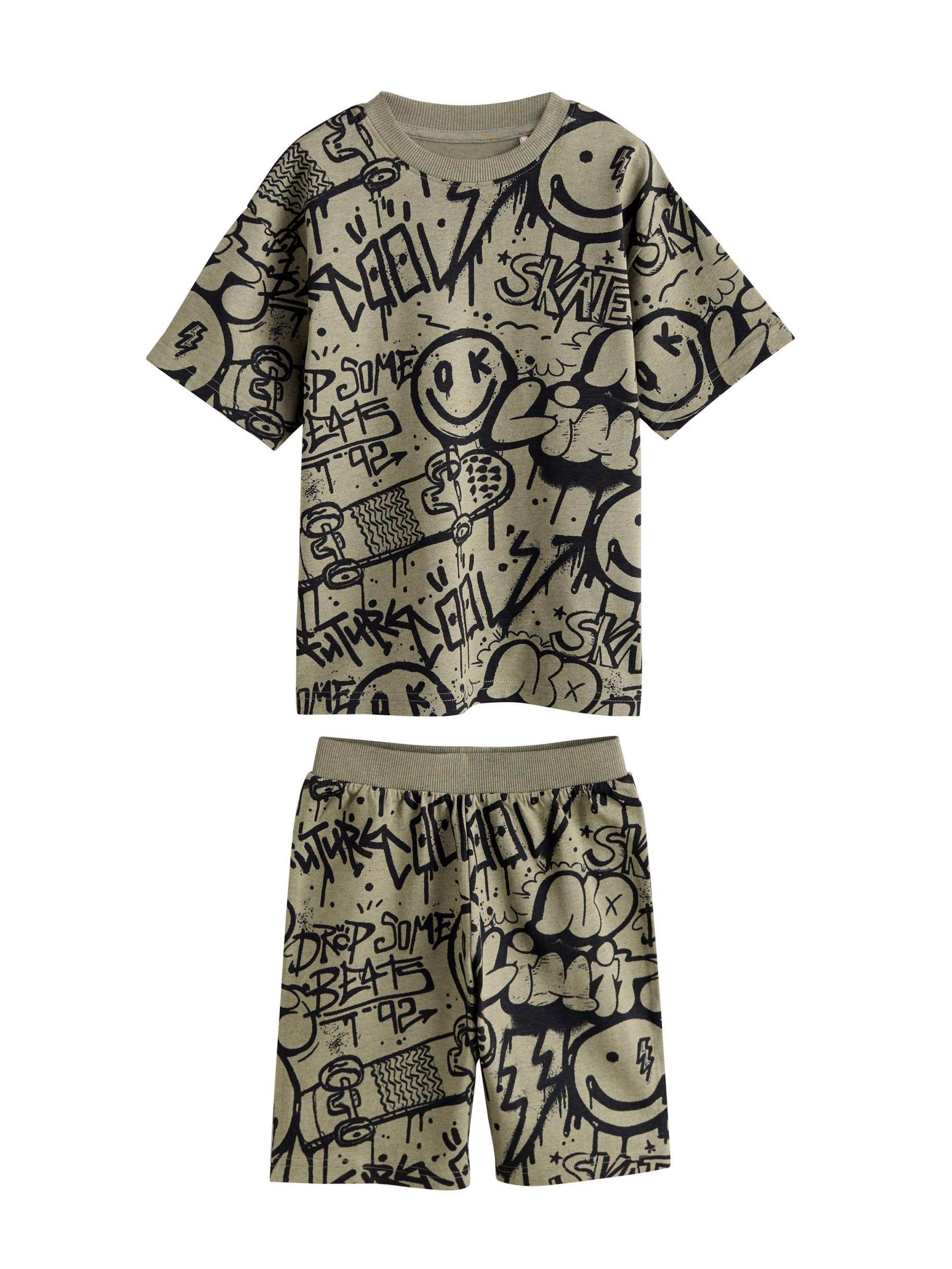 Next Pižama kobalt modra / temno siva / svetlo siva / črna