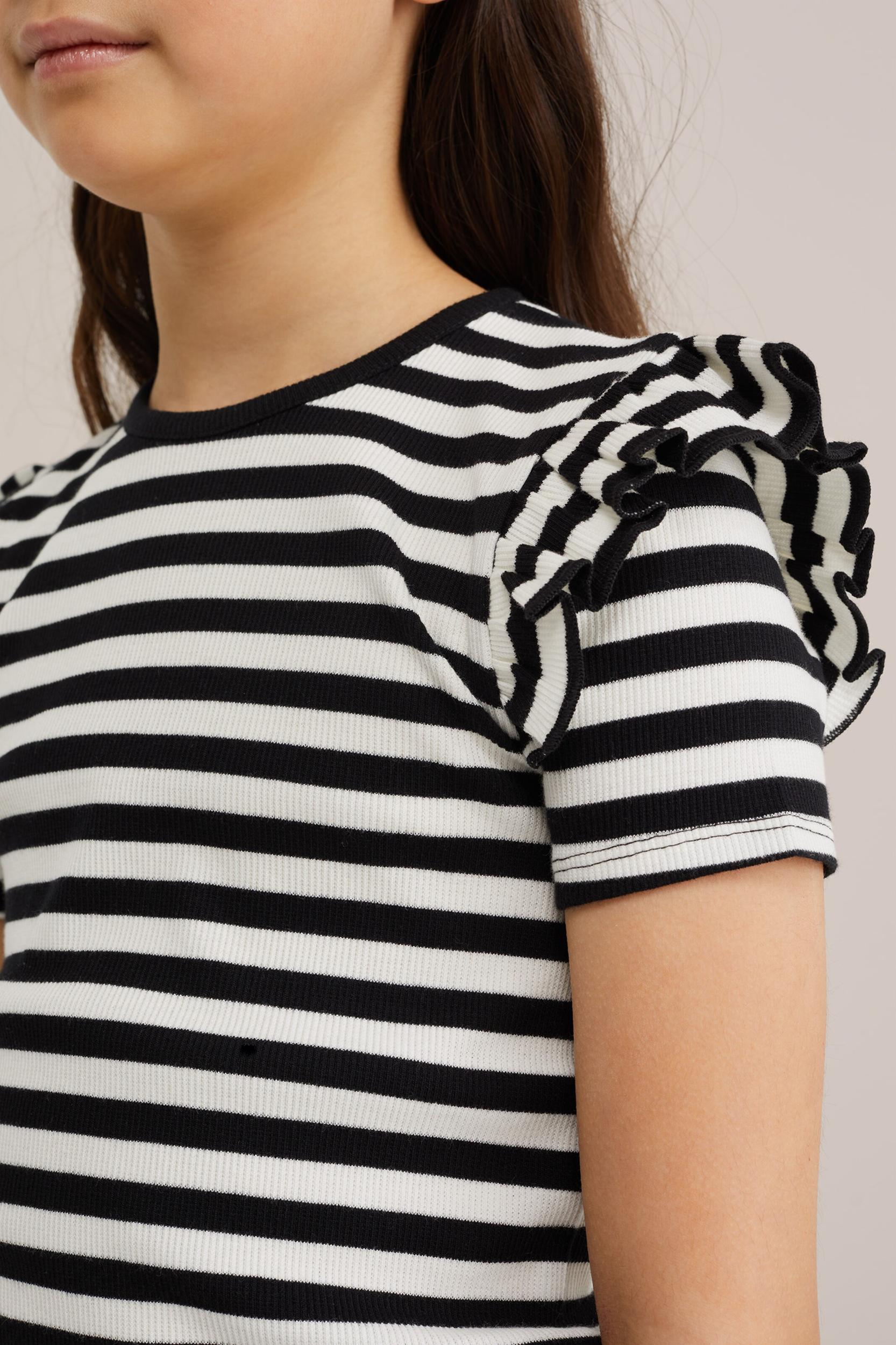 WE Fashion Majica črna / bela