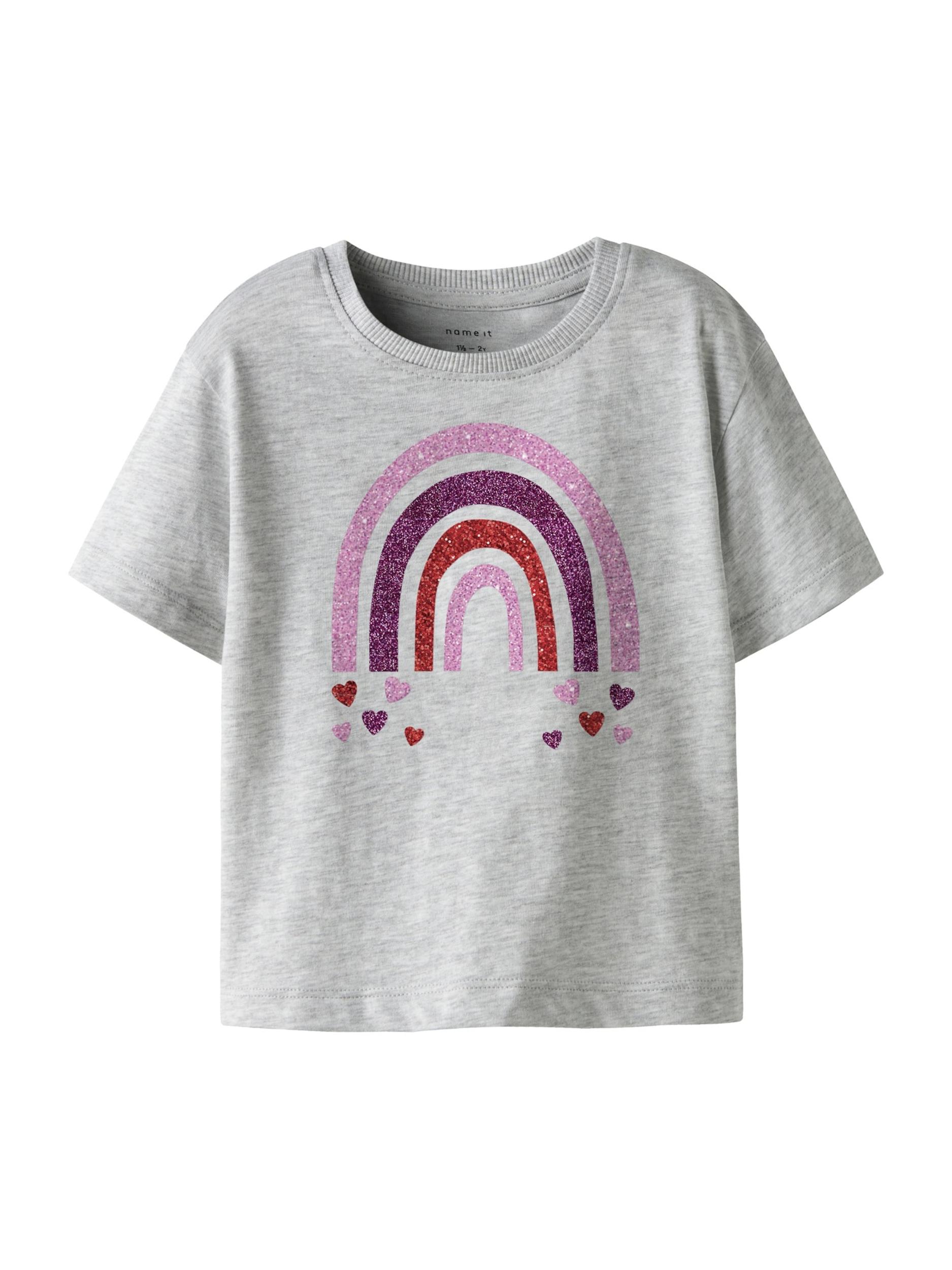 NAME IT Majica pegasto siva / lila / temno liila / karminsko rdeča