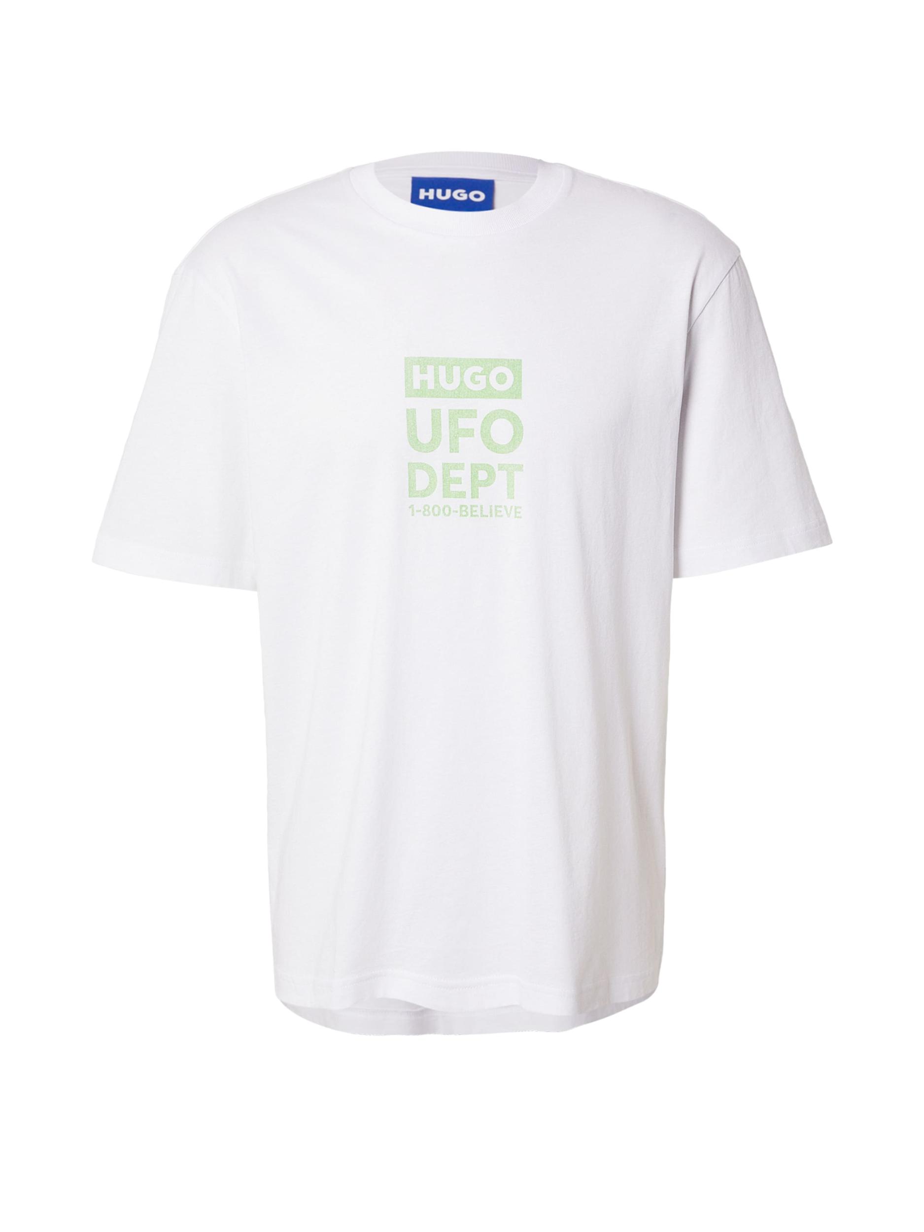 HUGO Majica 'Nufotee' svetlo zelena / bela