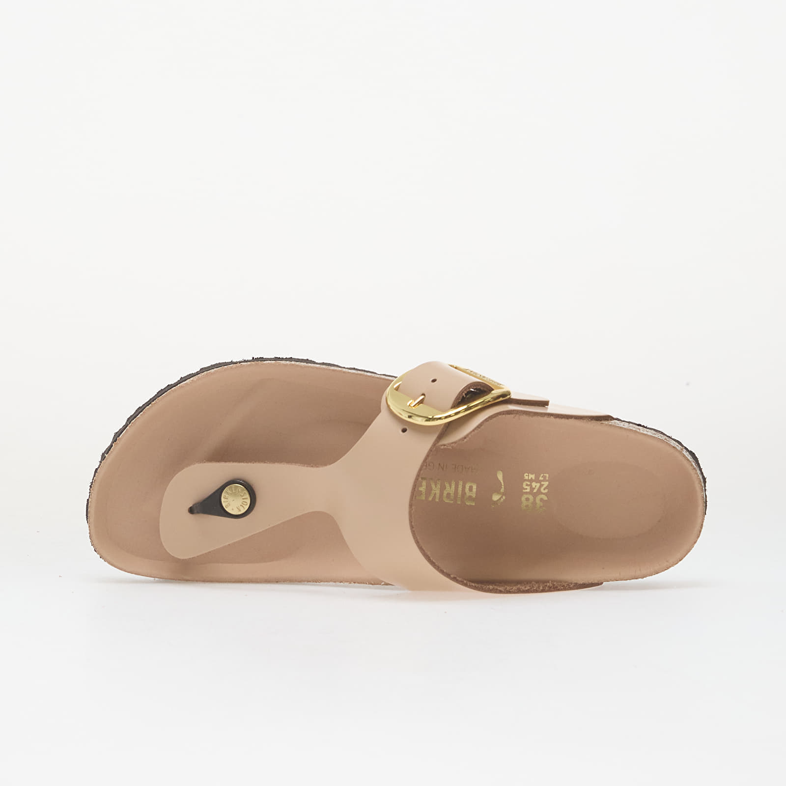 Birkenstock Gizeh Big Buckle Natural Leather Patent Women High-Shine New Beige