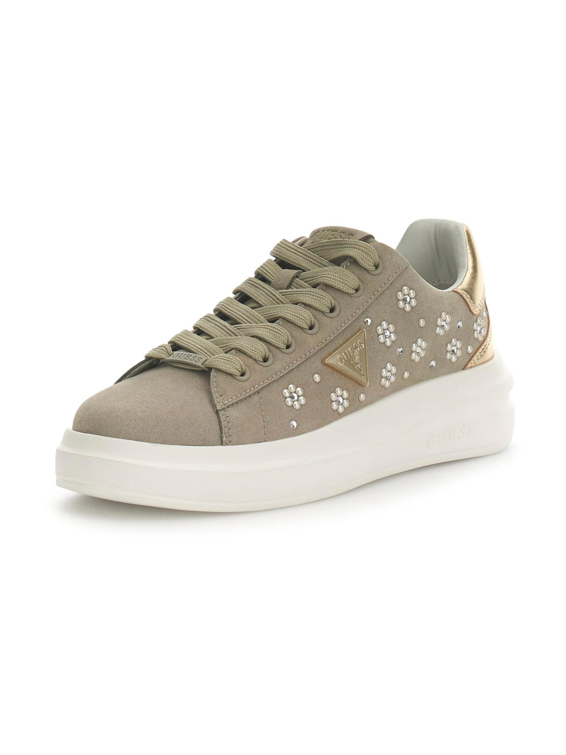 GUESS Nizke superge 'ELBINA12' zlata / temno siva / transparentna / biserno bela