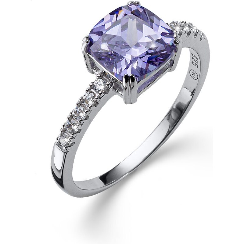 Srebrni prstan s kristali Swarovski Oliver Weber Baia violet 58 mm