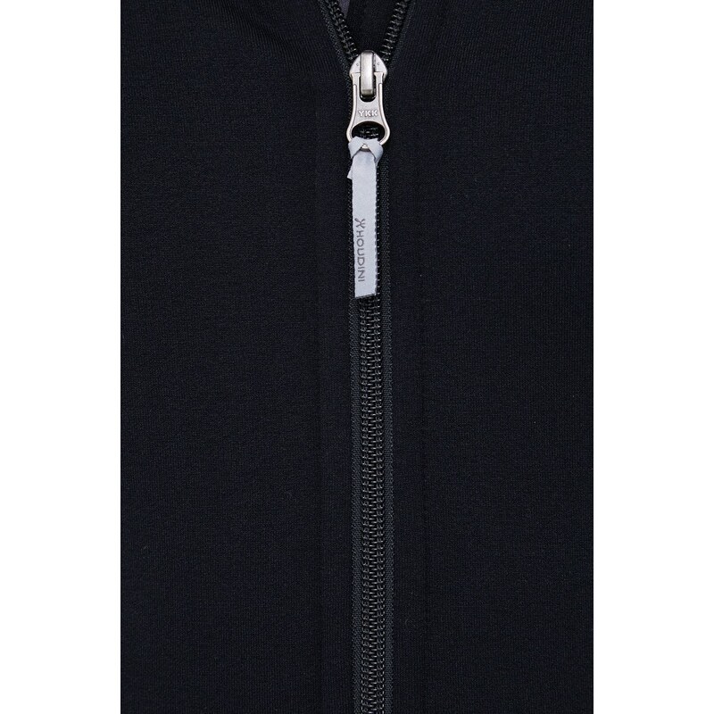 Športni pulover Houdini Power črna barva, s kapuco