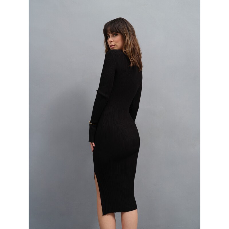 A LOT LESS Pletena obleka 'Arabella' črna