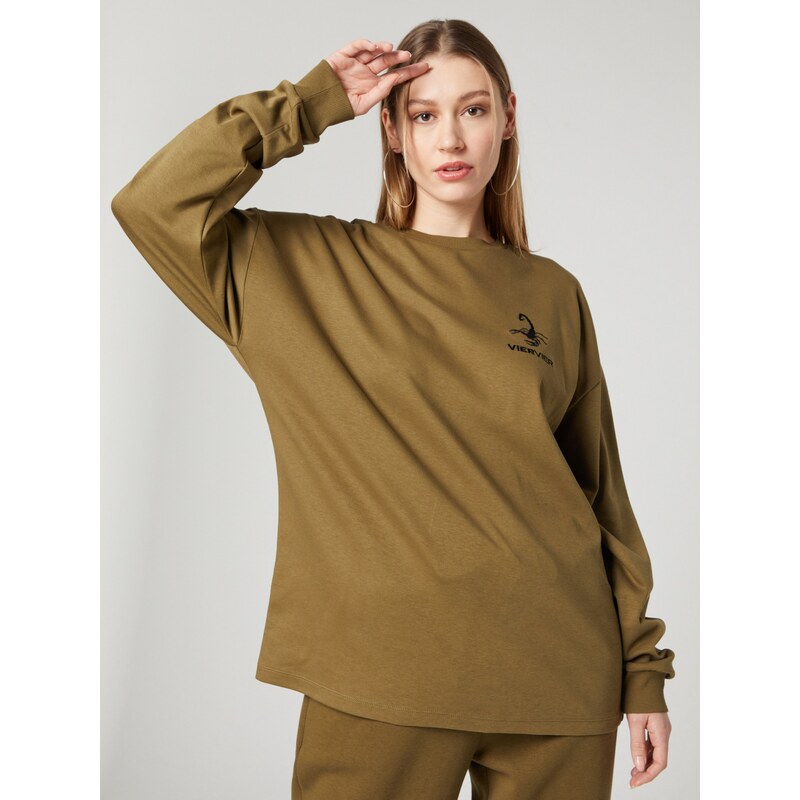 VIERVIER Majica 'Luca' rjava / črna