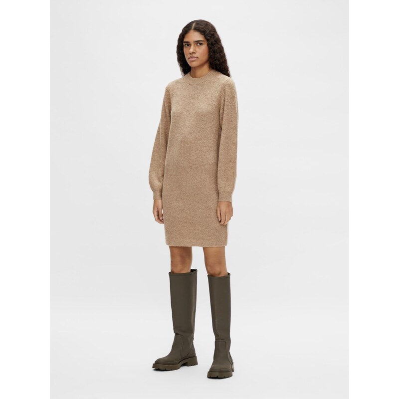 OBJECT Pletena obleka 'Eve Nonsia' svetlo rjava