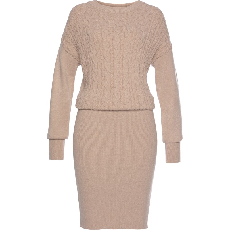 LASCANA Pletena obleka nude