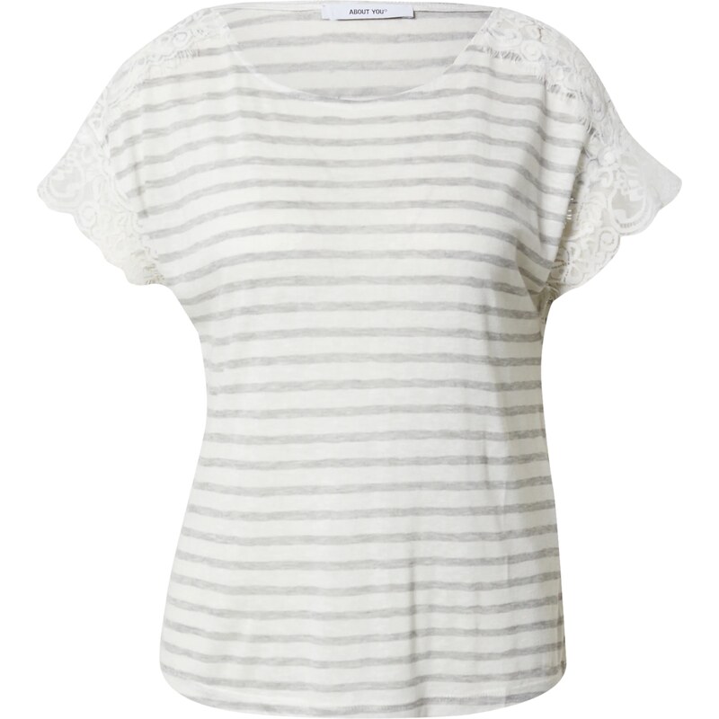 ABOUT YOU Majica 'Karima' pegasto siva / bela