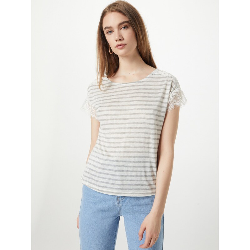 ABOUT YOU Majica 'Karima' pegasto siva / bela