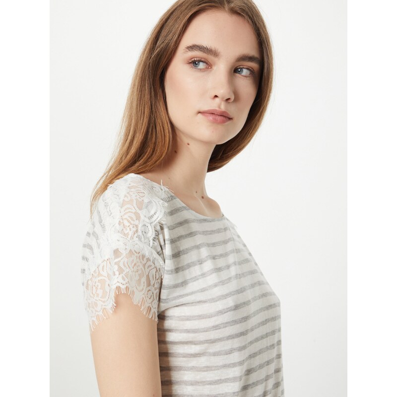 ABOUT YOU Majica 'Karima' pegasto siva / bela