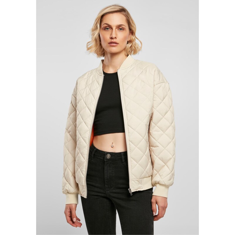 Urban Classics Women's Oversized Diamond Quilted Bomber Jacket Softseagrass