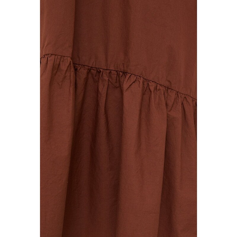 Bombažna obleka Sisley rjava barva,