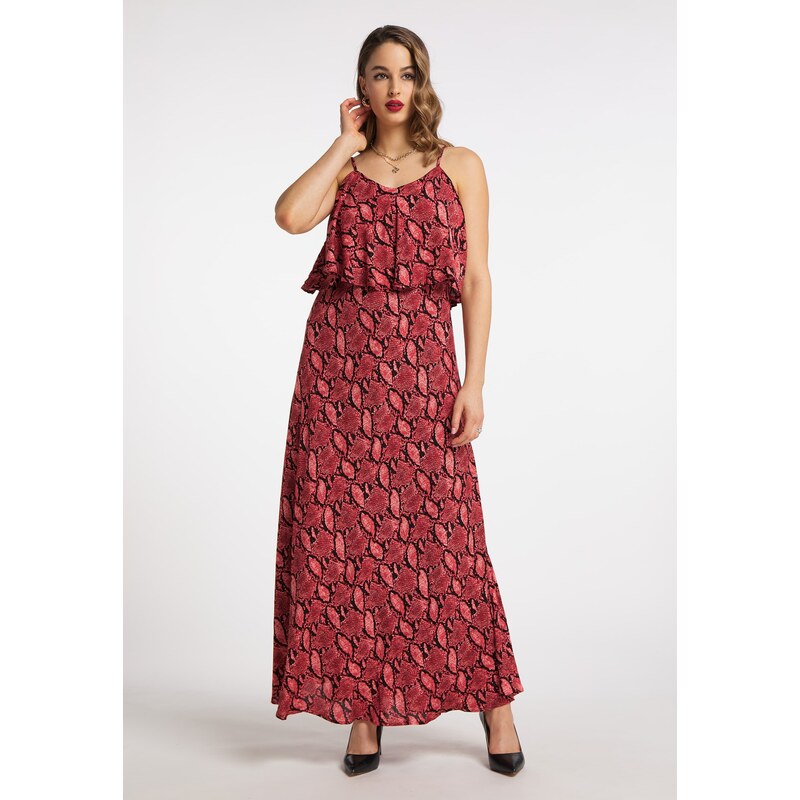 faina Obleka vinsko rdeča / pastelno rdeča / črna